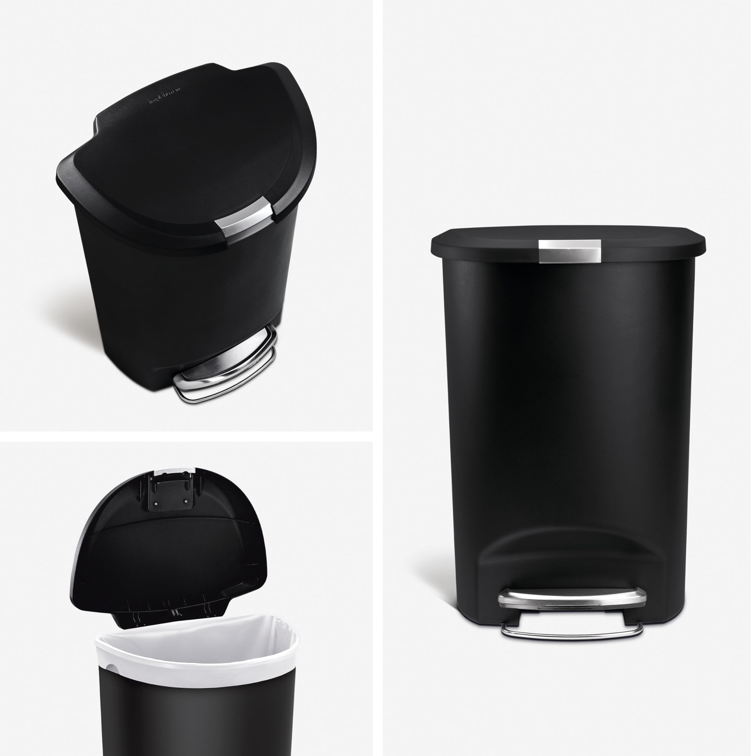 simplehuman CW1355 50L Semi-Round Kitchen Pedal Bin with Lid Lock, Black 2