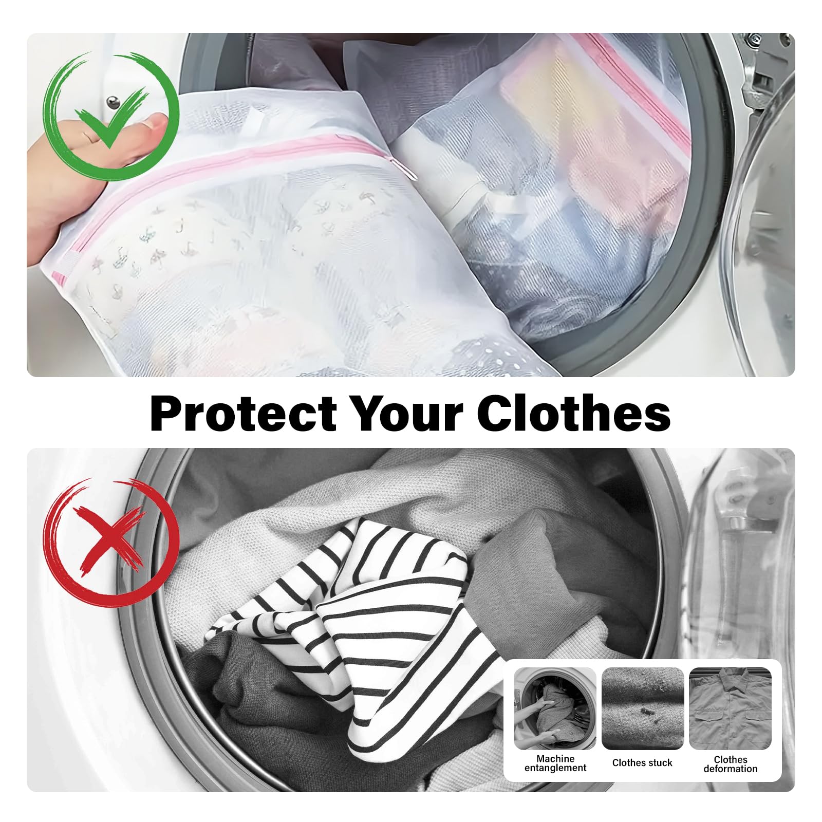 Admygo 6 PCS Mesh Laundry Wash Bags - 3 Sizes (L/M/S) for Delicates with Secure Zipper 6