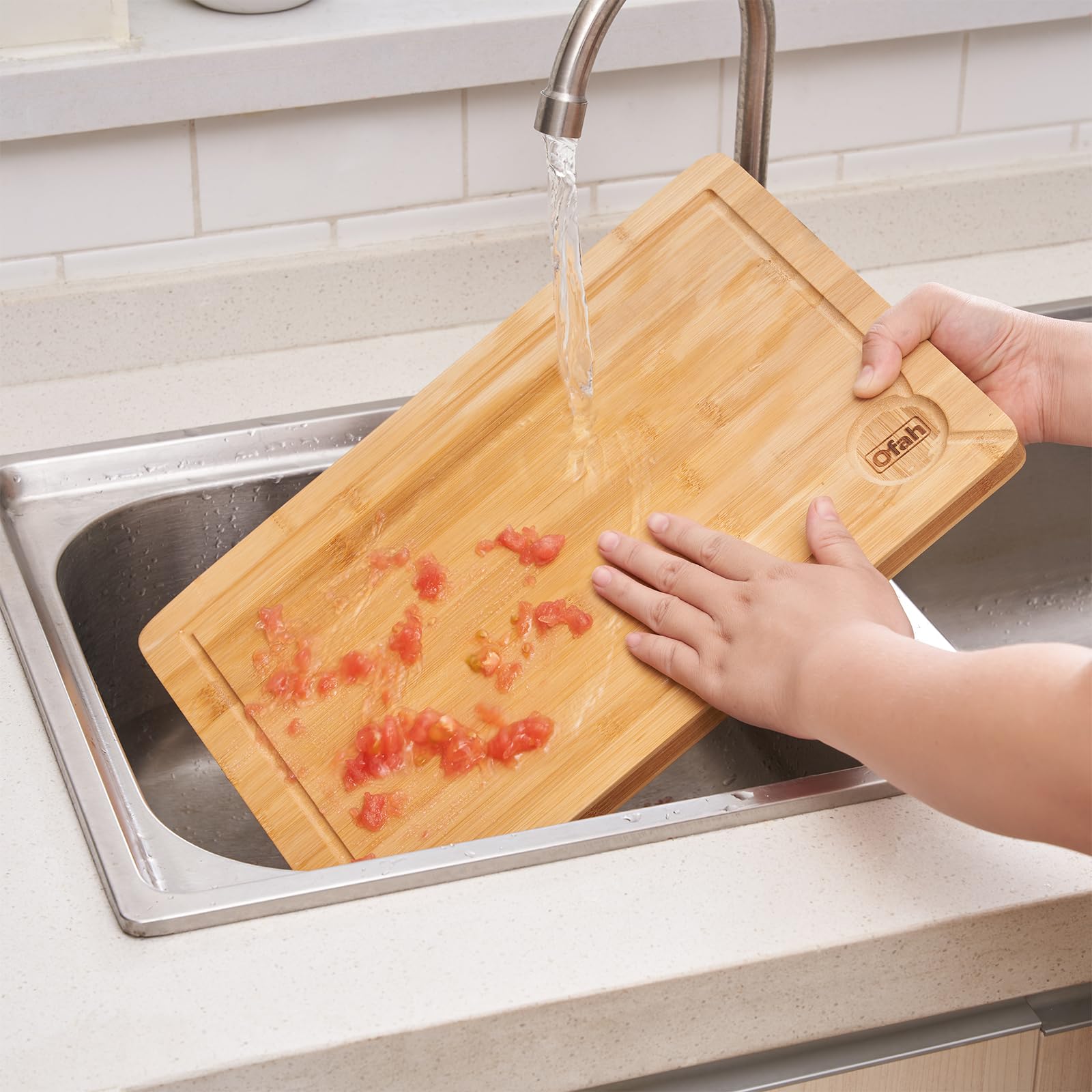 Vivo Technologies Bamboo Cutting Board - Large Reversible Serving Board | 37 x 25 x 2cm 4