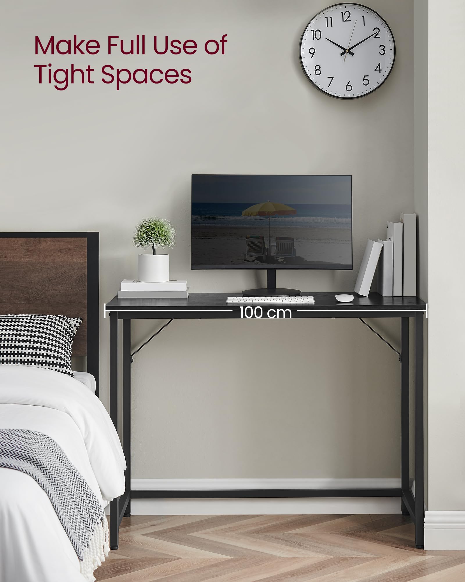 VASAGLE Computer Desk - Compact 100 x 50 cm Workspace | Sturdy Steel Frame | Adjustable Feet 6