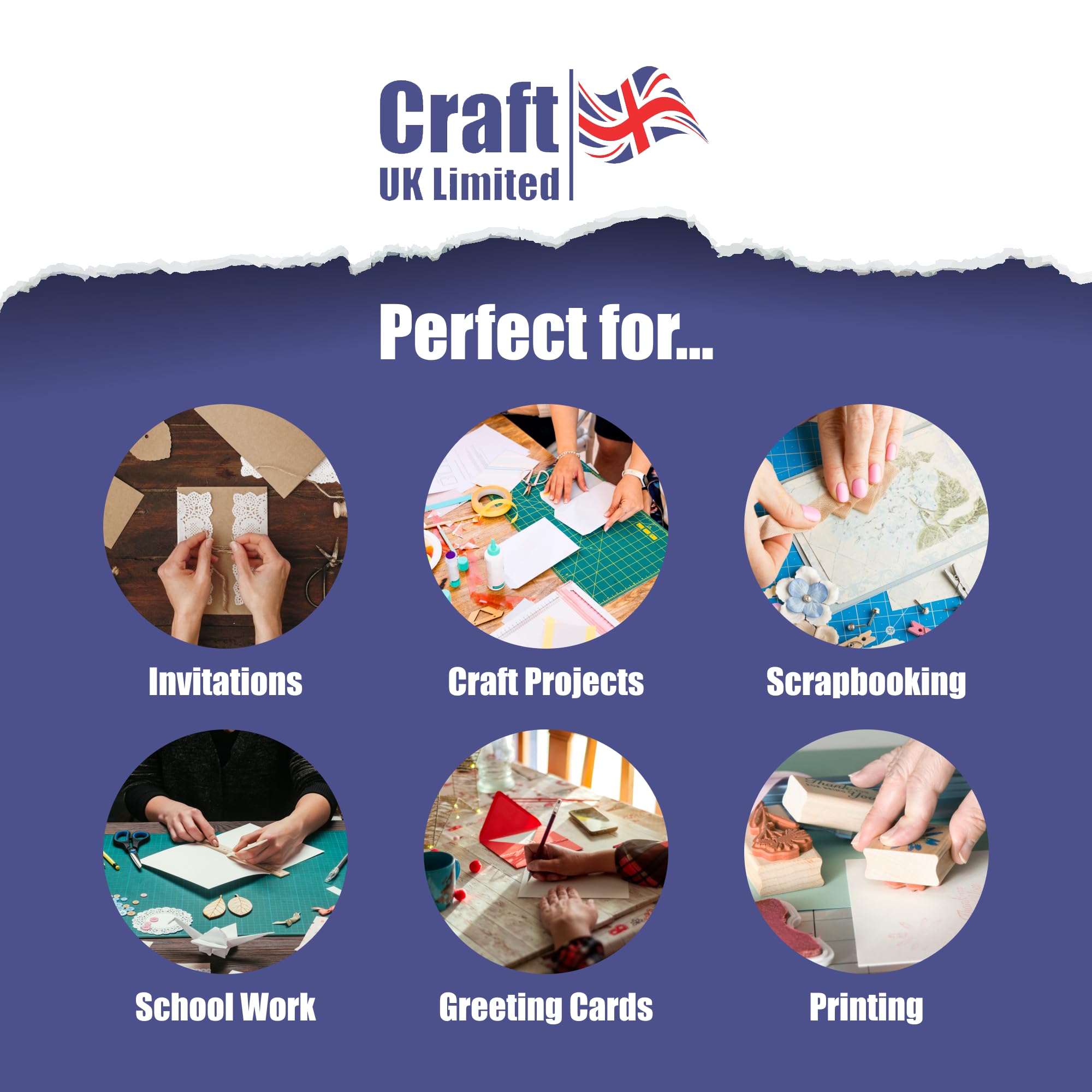 Craft UK 8x8 Inch Card Blanks and Envelopes Pack of 25 - 300gsm White Card 5