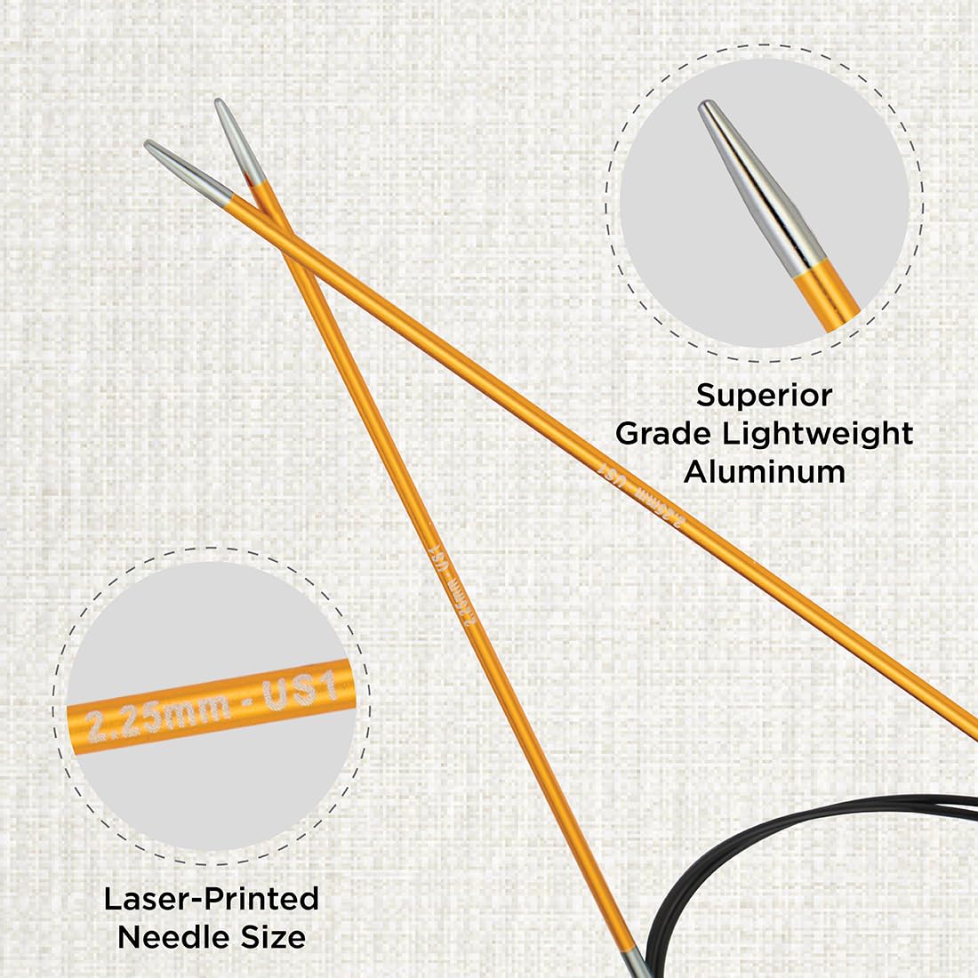 KnitPro Zing Fixed Circular Knitting Needles - 80cm Length x 2.25mm Size | Lightweight Aluminium 2
