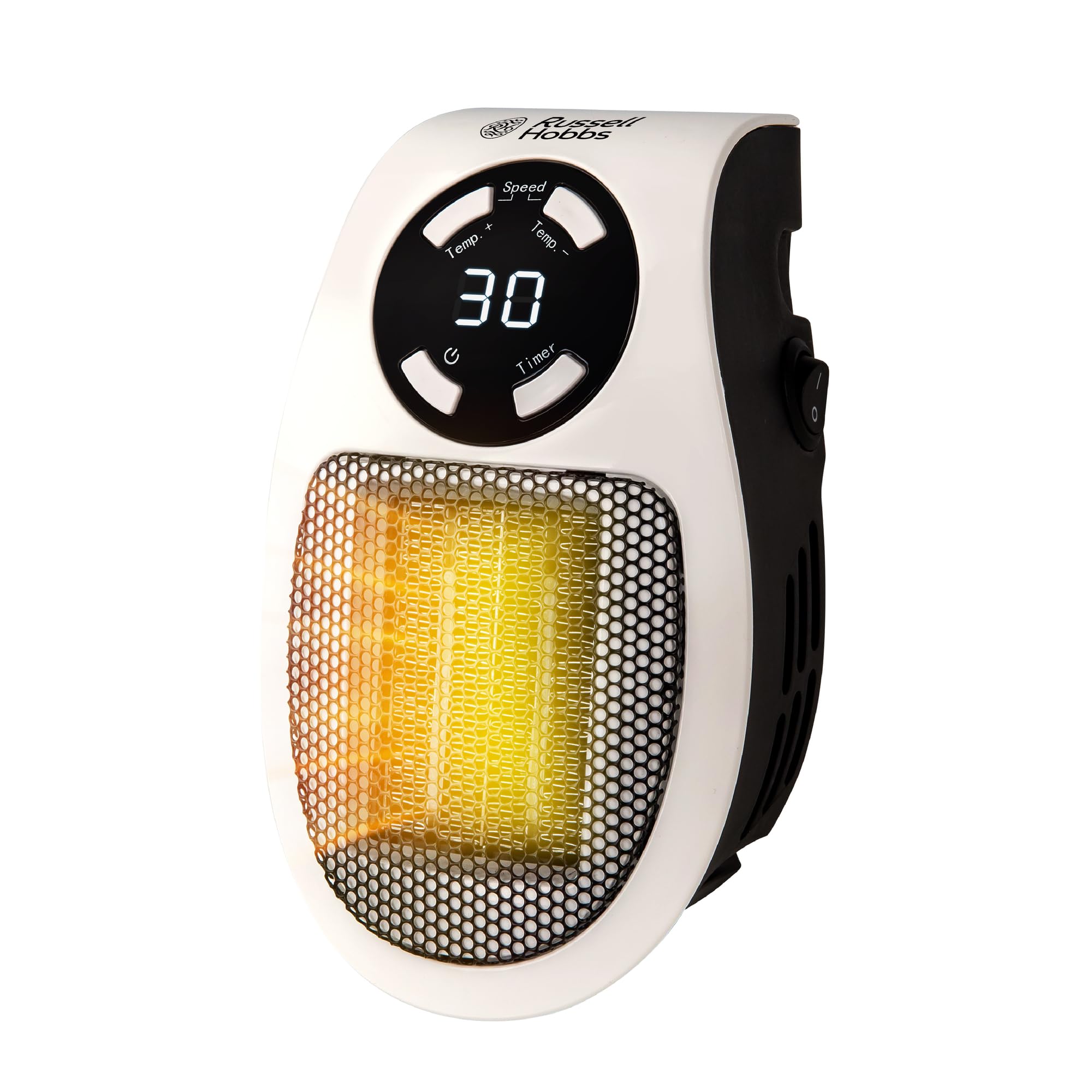 Russell Hobbs RHPH2001 500W Ceramic Plug Heater | Adjustable Thermostat 15-30°C | 12 Hr Timer 1
