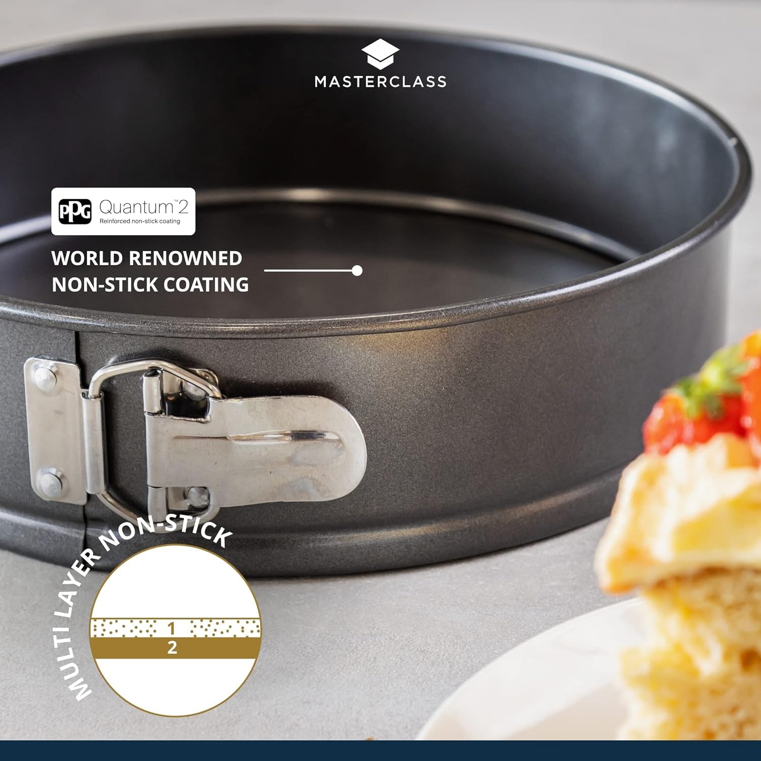 MasterClass KCMCHB10 Non-Stick Quick-Release Springform Cake Tin | 23 cm (9 Inch) | Carbon Steel 5