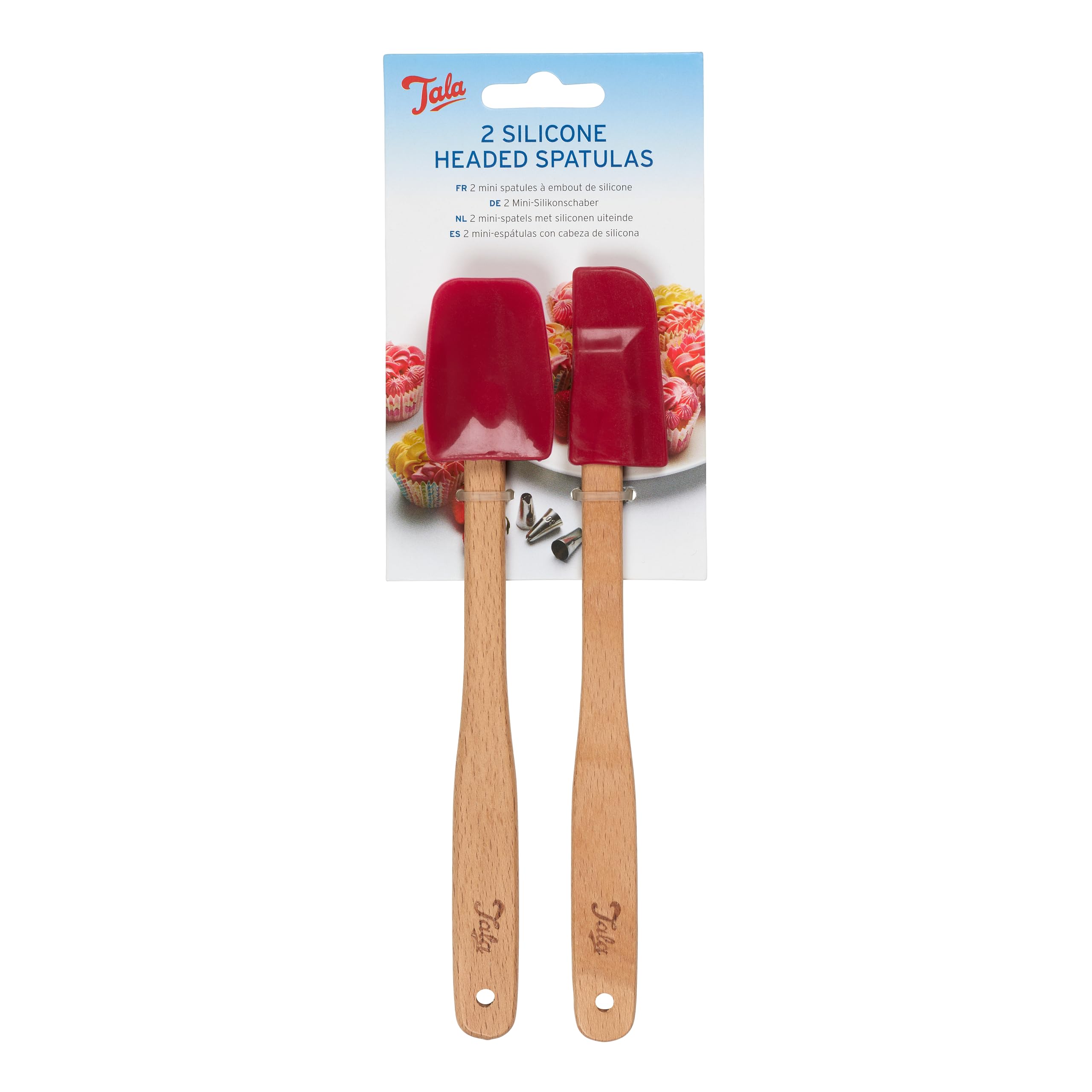 Tala Set of 2 Mini Silicone Spatulas with Wooden Handles for Baking and Cooking | Heat Resistant 1