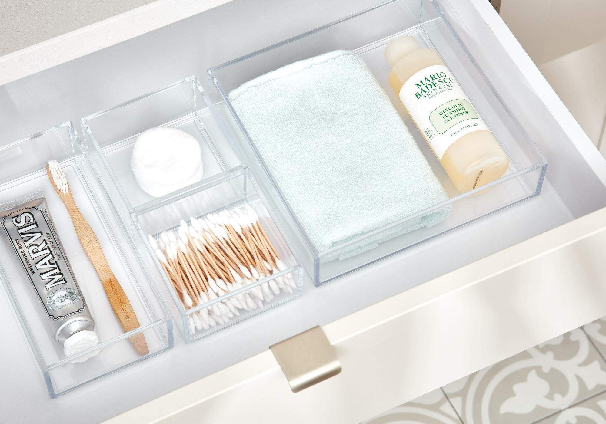 InterDesign Clarity Series Plastic Storage Box - Stackable Organiser for Cosmetics & Office | Clear | 10.1 cm x 20.3 cm 3