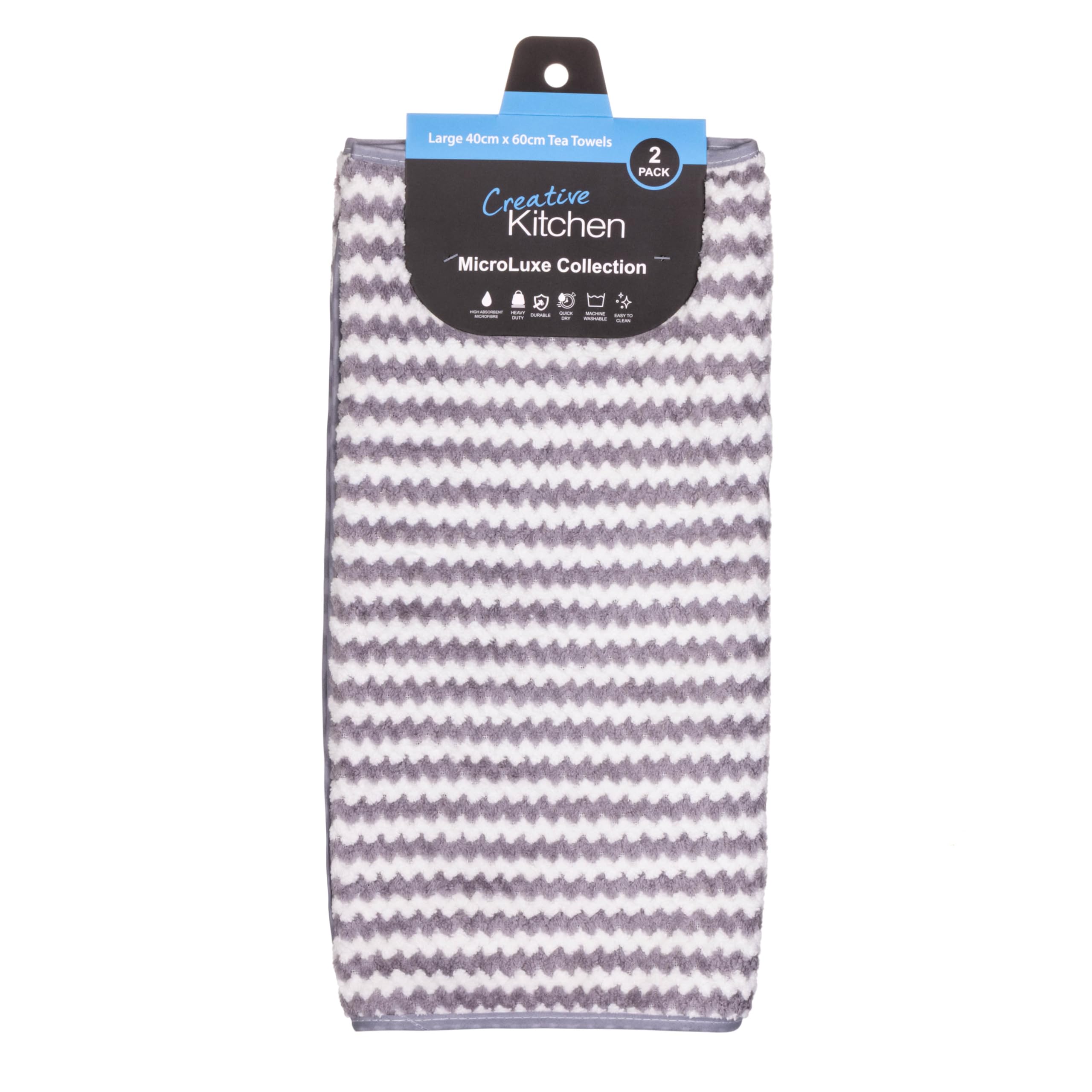 Creative Kitchen Dish Towels with Hanging Hook | Pack of 2 | Super Absorbent Microfibre 2