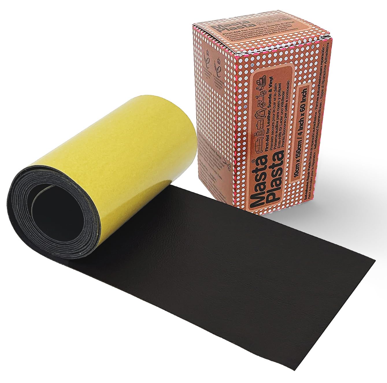 MastaPlasta Self-Adhesive Leather Repair Patch - Black | 150cm x 10cm Strip | MastaHide Leather 1