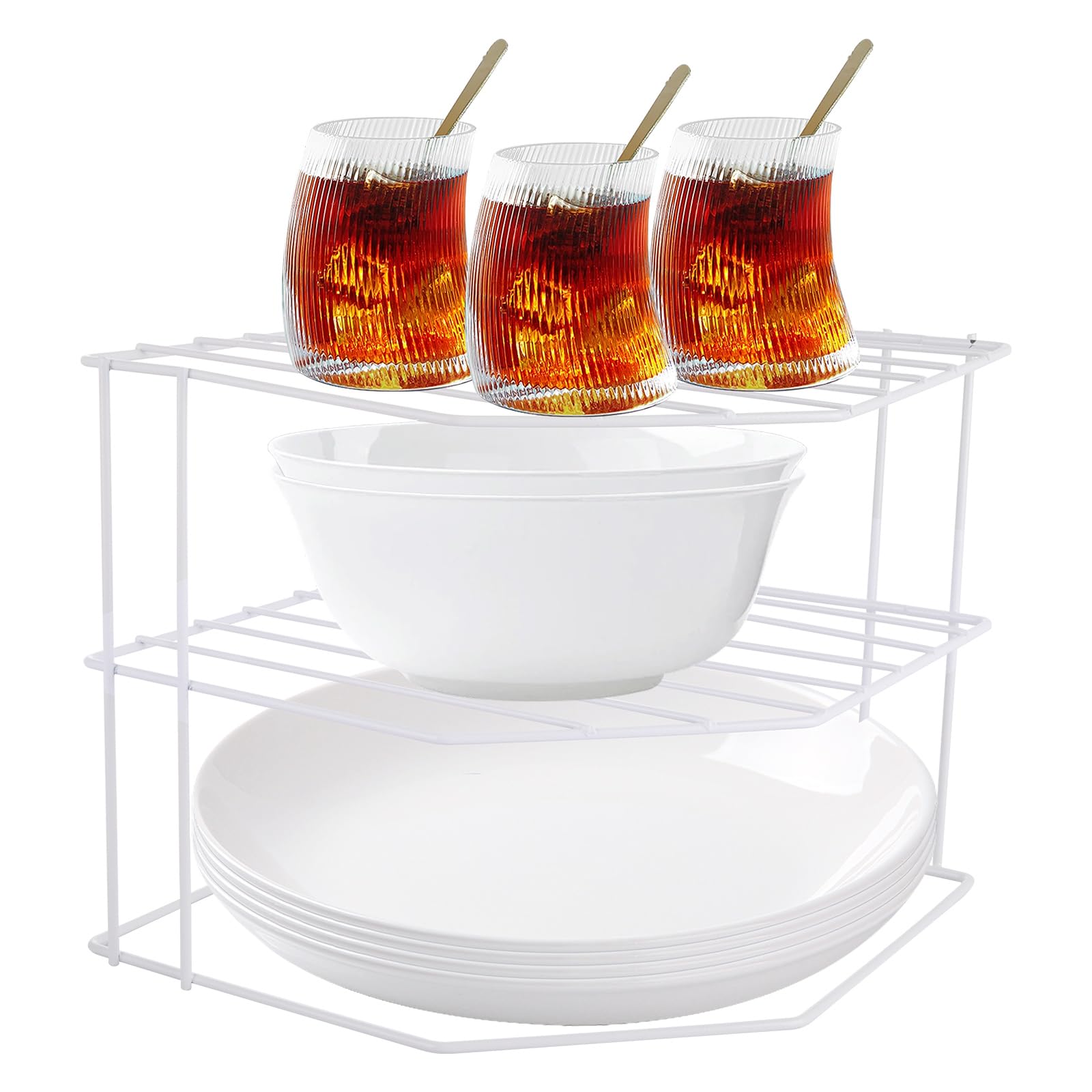 ASelected 3 Tier Corner Plate Rack for Kitchen Cabinets | Chrome-Plated Metal | 23x23x20cm