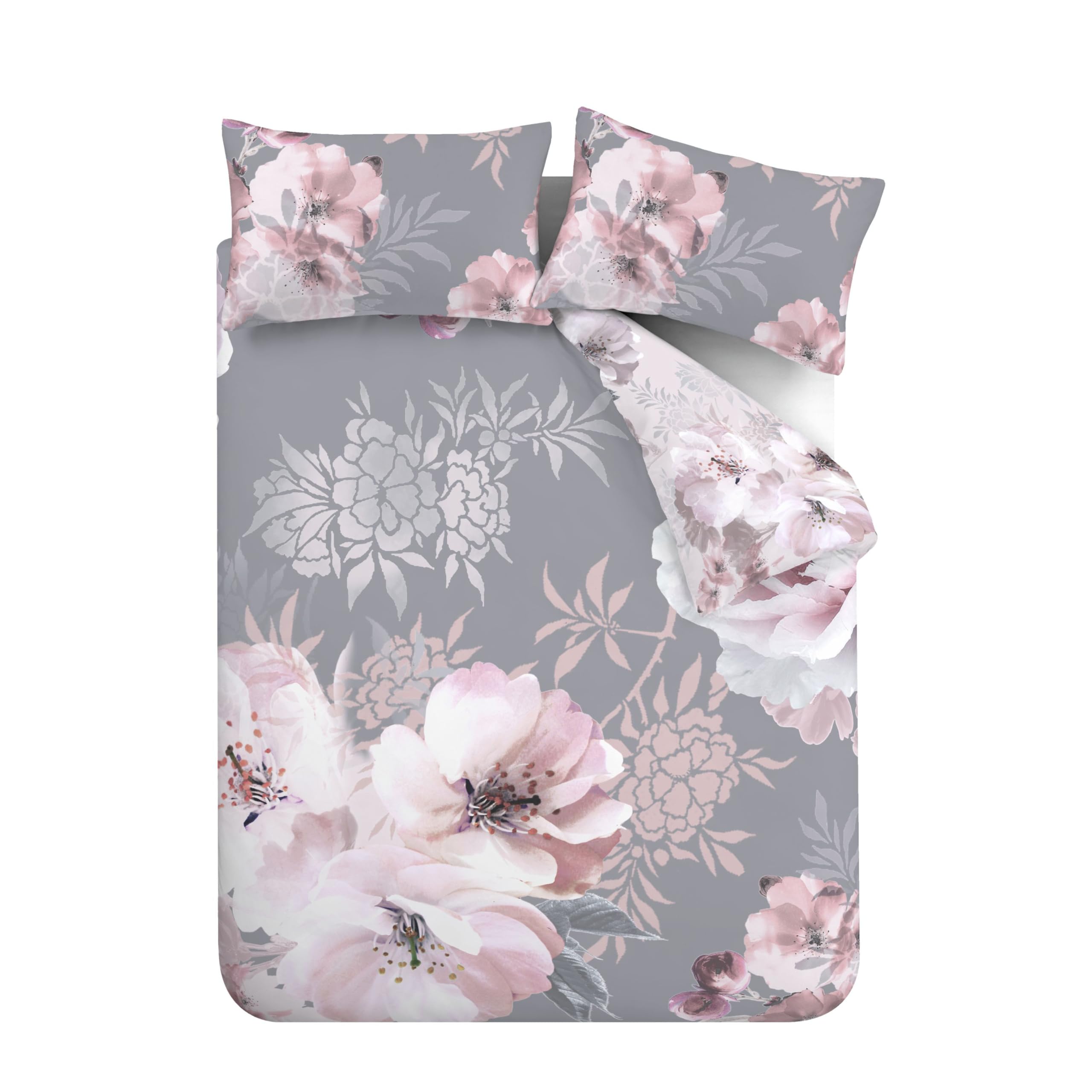 Catherine Lansfield Dramatic Floral Easy Care King Duvet Set Grey | 52% Polyester 48% Cotton 5
