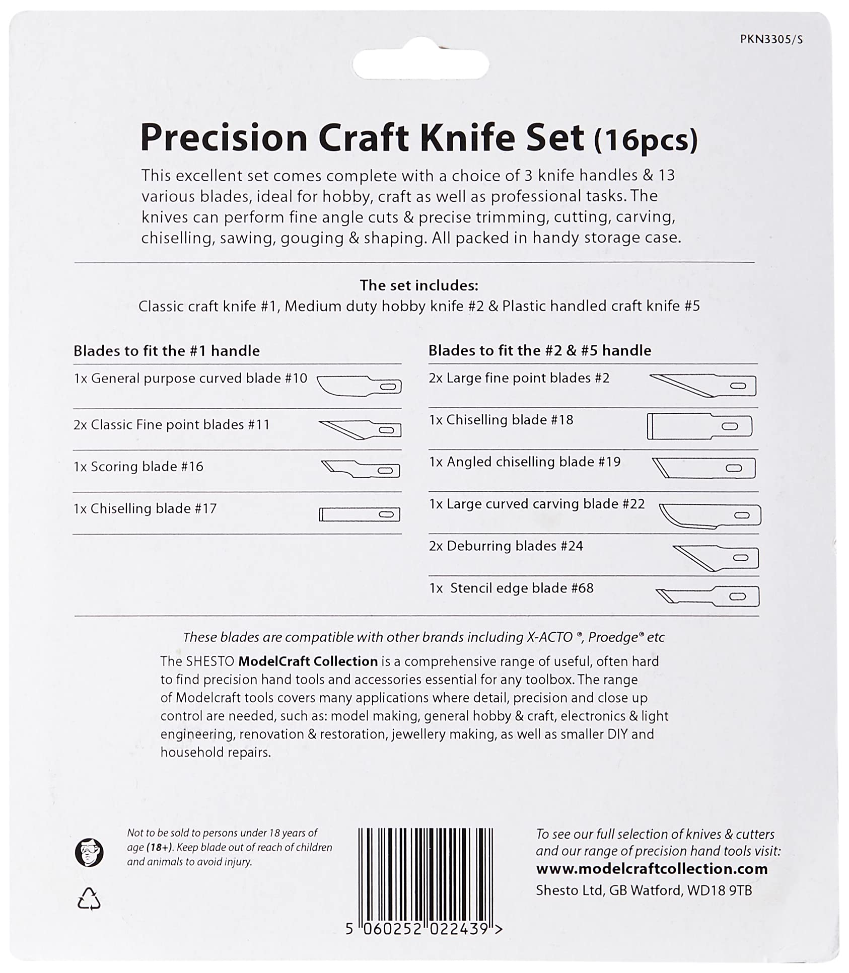 Modelcraft PKN3305/S Precision Craft Knife Set - 16 Piece | Silver | Ideal for Hobby & Professional Tasks 4