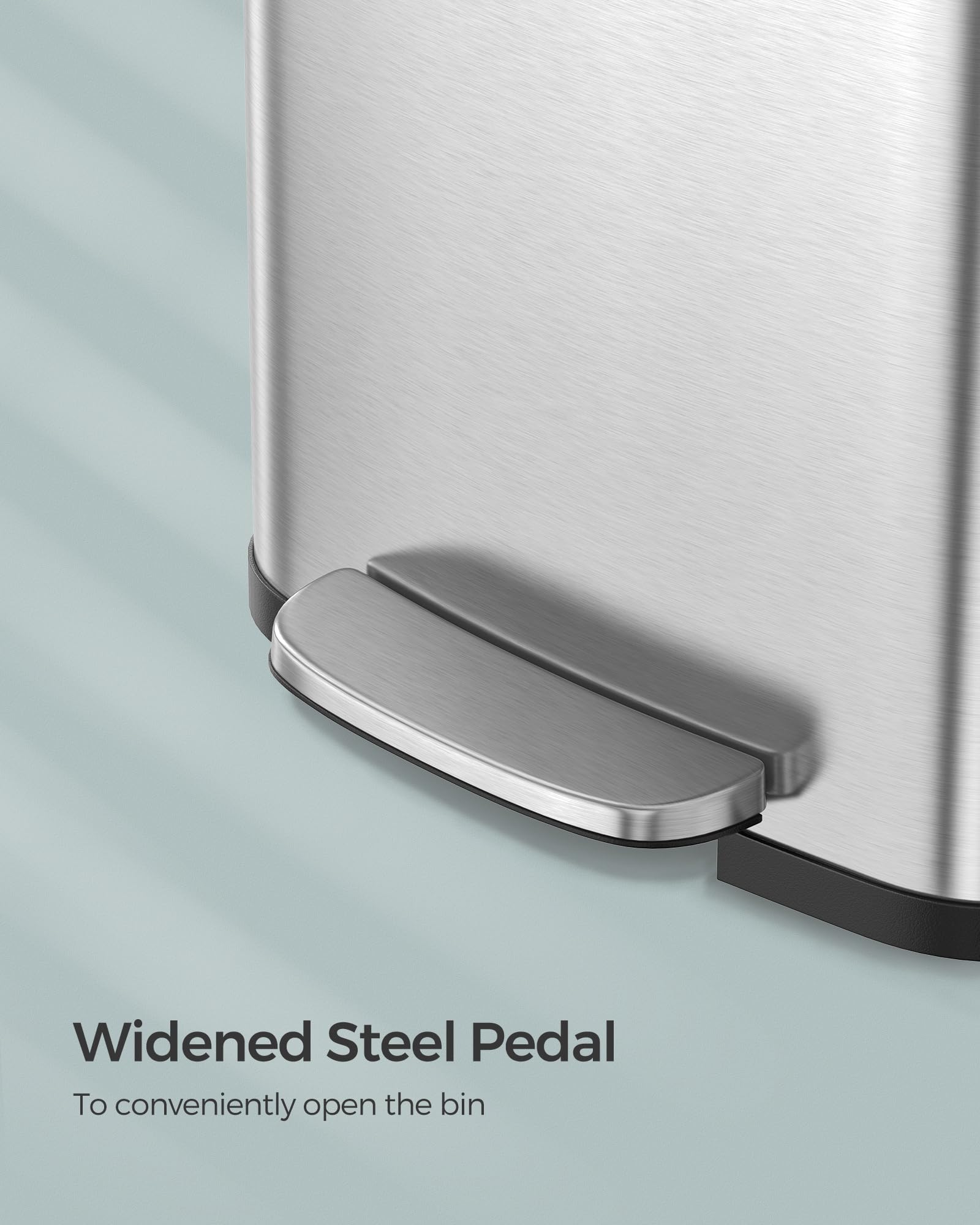 SONGMICS 50L Kitchen Bin - Metal Pedal Waste Bin | Fingerprint-Resistant | Silver + Black 5