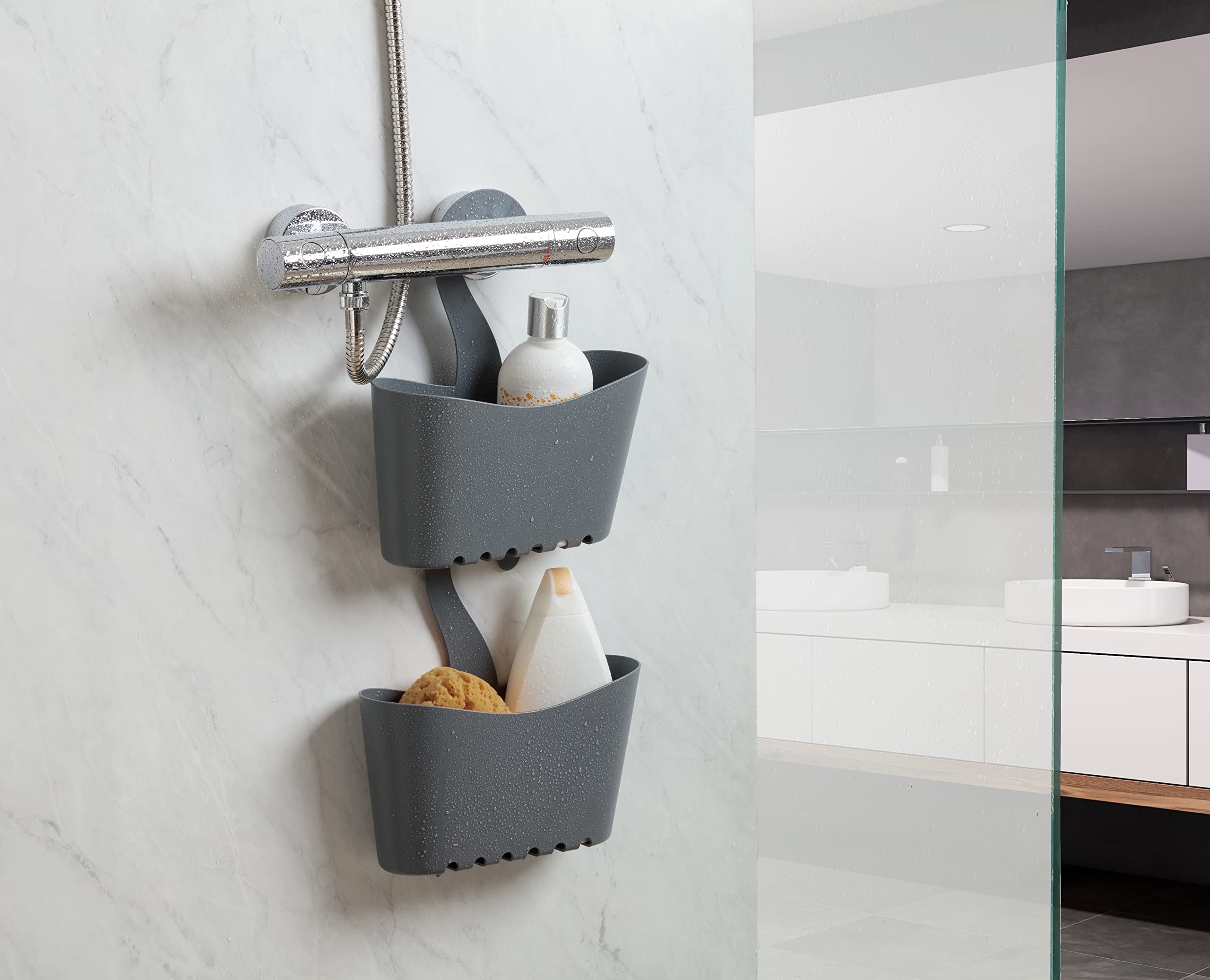 TATAY Multifunctional Shower Caddy - No-Drill Installation | Stackable | Moisture-Resistant Polypropylene 6