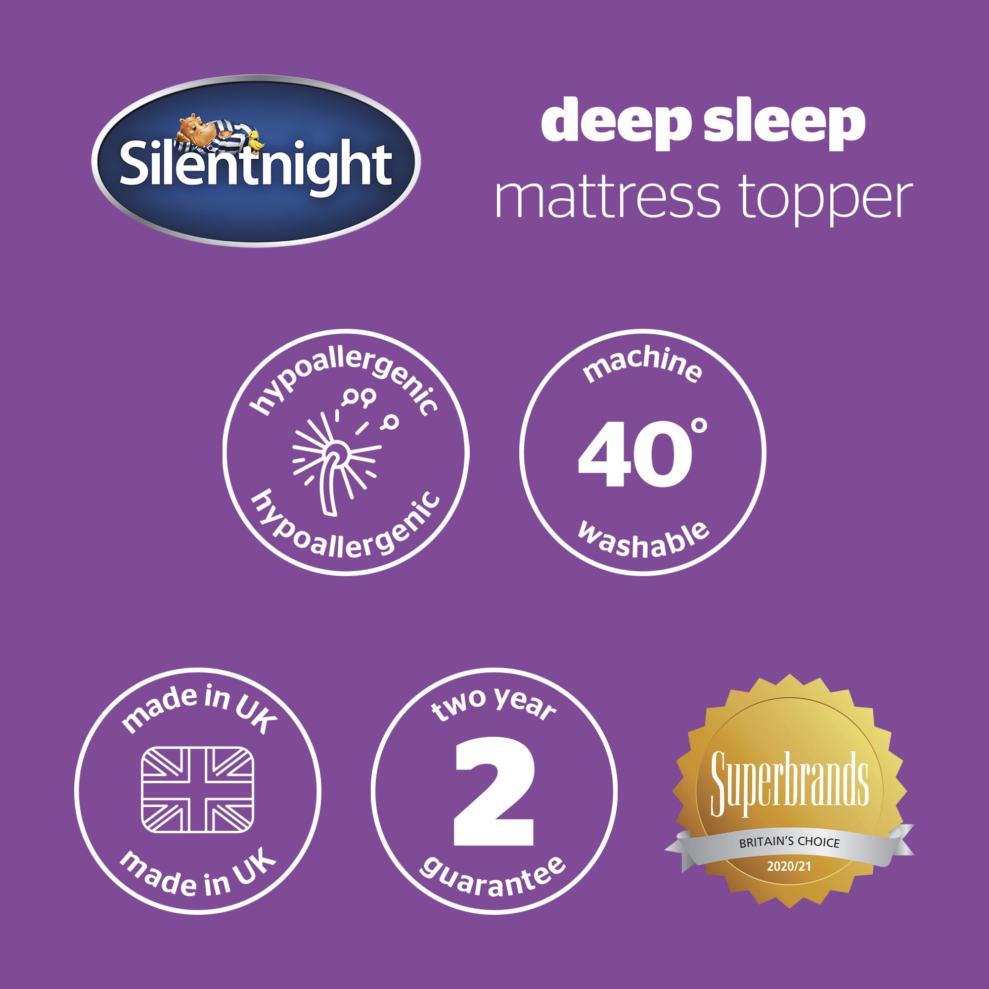 Silentnight Deep Sleep Mattress Topper - Double (190x135cm) | Hypoallergenic & Machine Washable 8