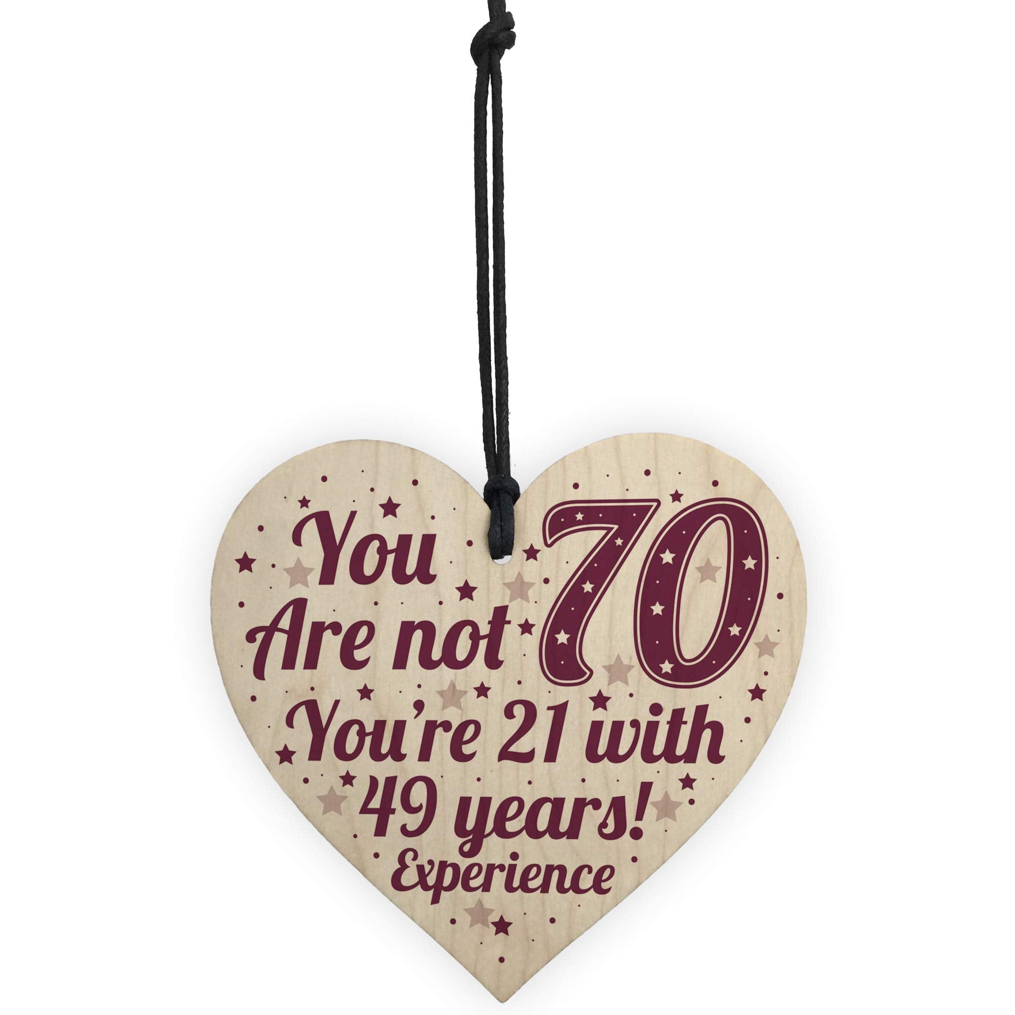 RED OCEAN 70th Birthday Gift Plaque - Rustic Wood Heart | 200 x 100 mm | Made in England 5