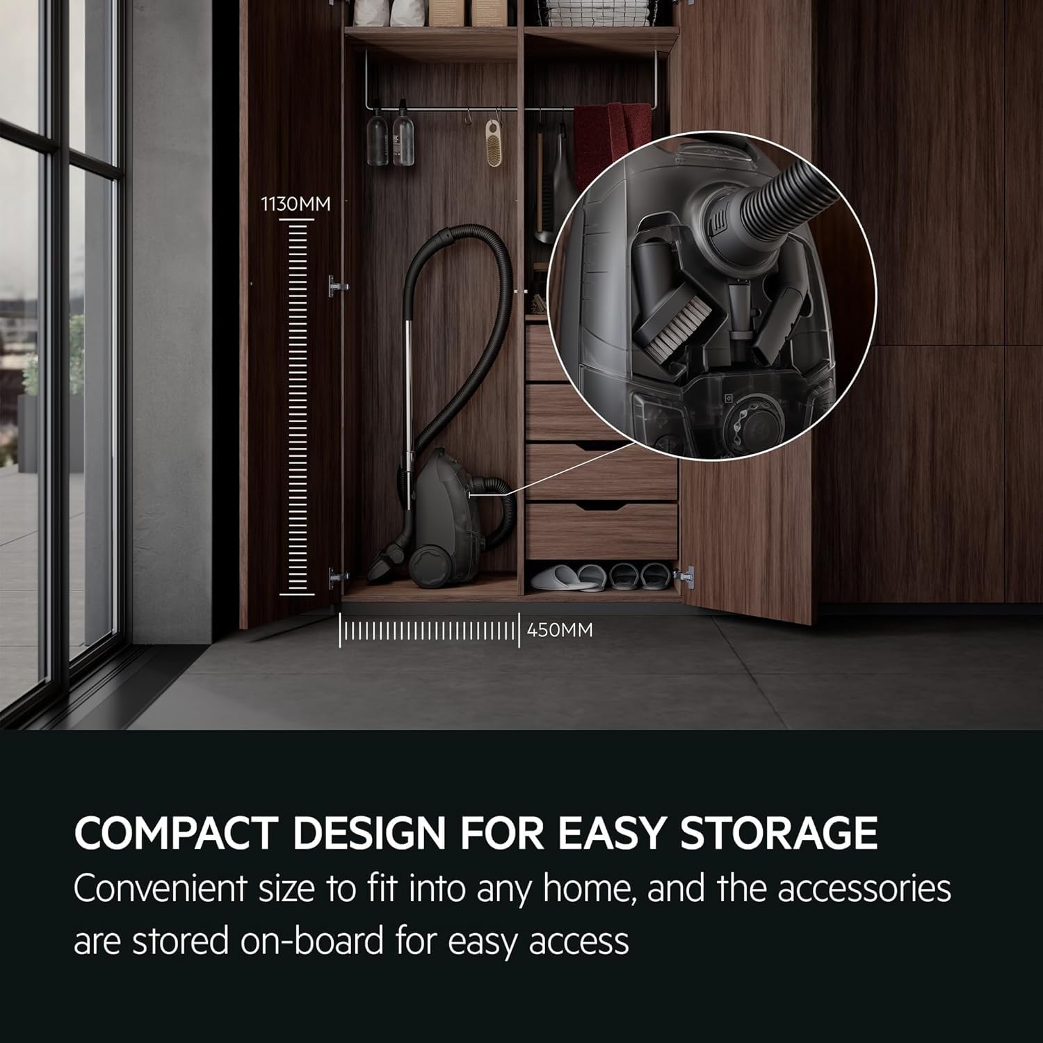AEG 3000 Series CLEAN Bagged Cylinder Vacuum AB31C1GG | 750W | 7.5m Radius | Graphite Grey 4