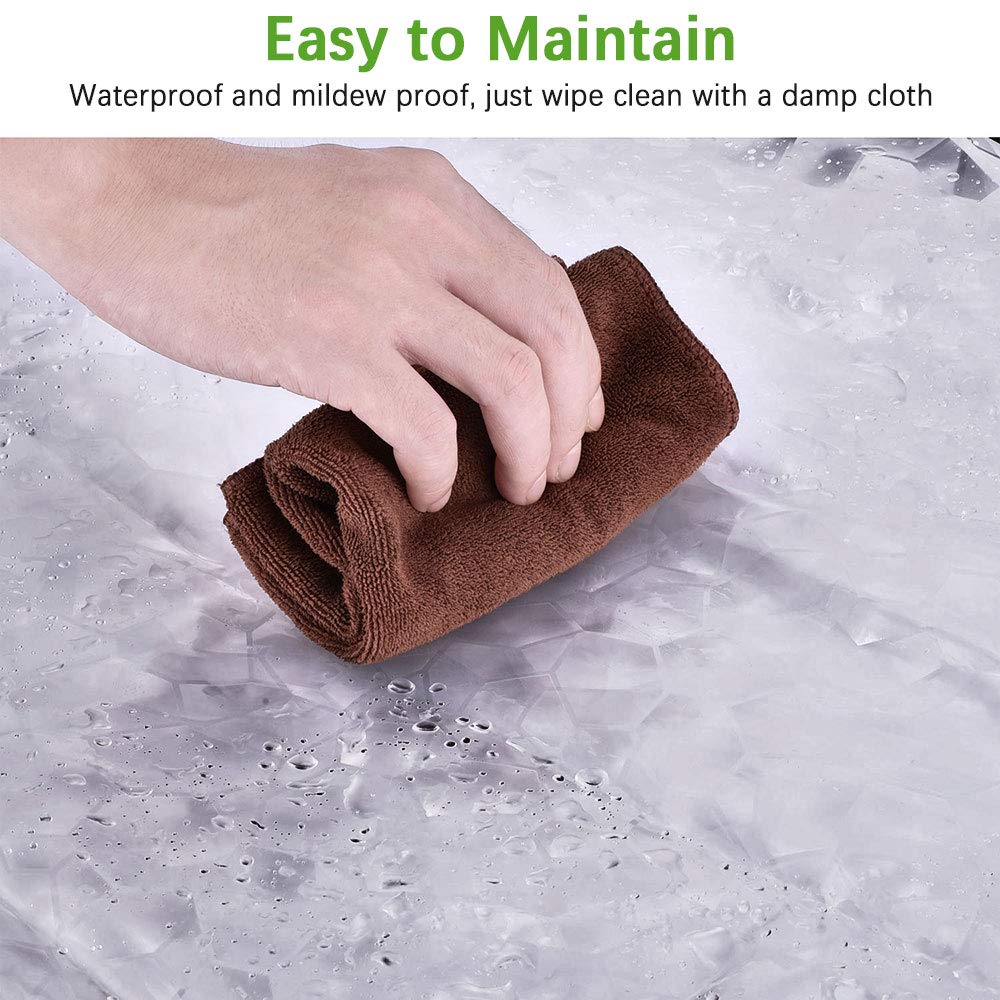 OTraki EVA Shower Curtain Liner - 200x200cm Waterproof, Semi-Sheer with 3D Effect & Rust-Proof Grommets 5