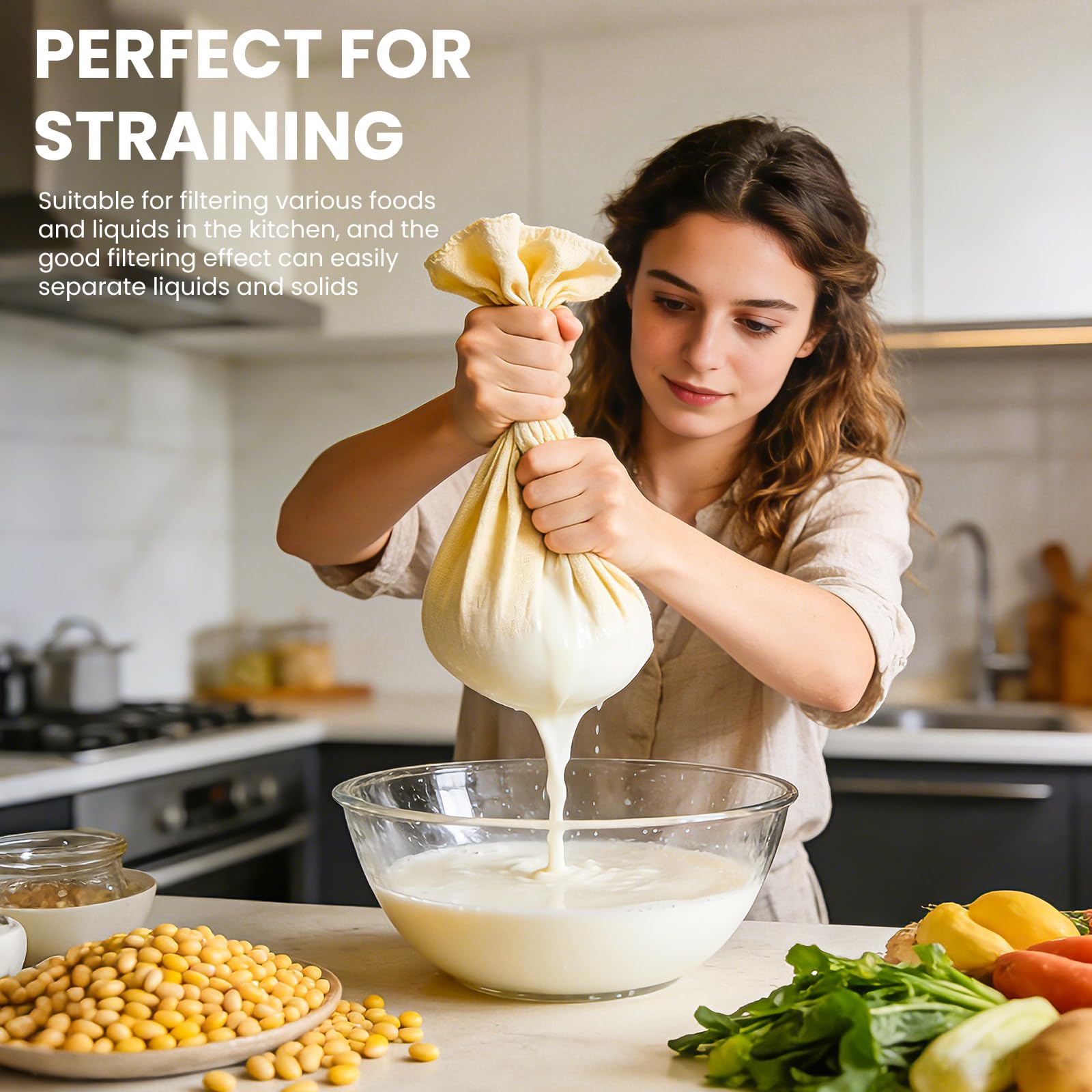 Admygo 4 Pcs Cheese Cloths for Straining - Reusable Unbleached Cotton, 50x50 cm 6