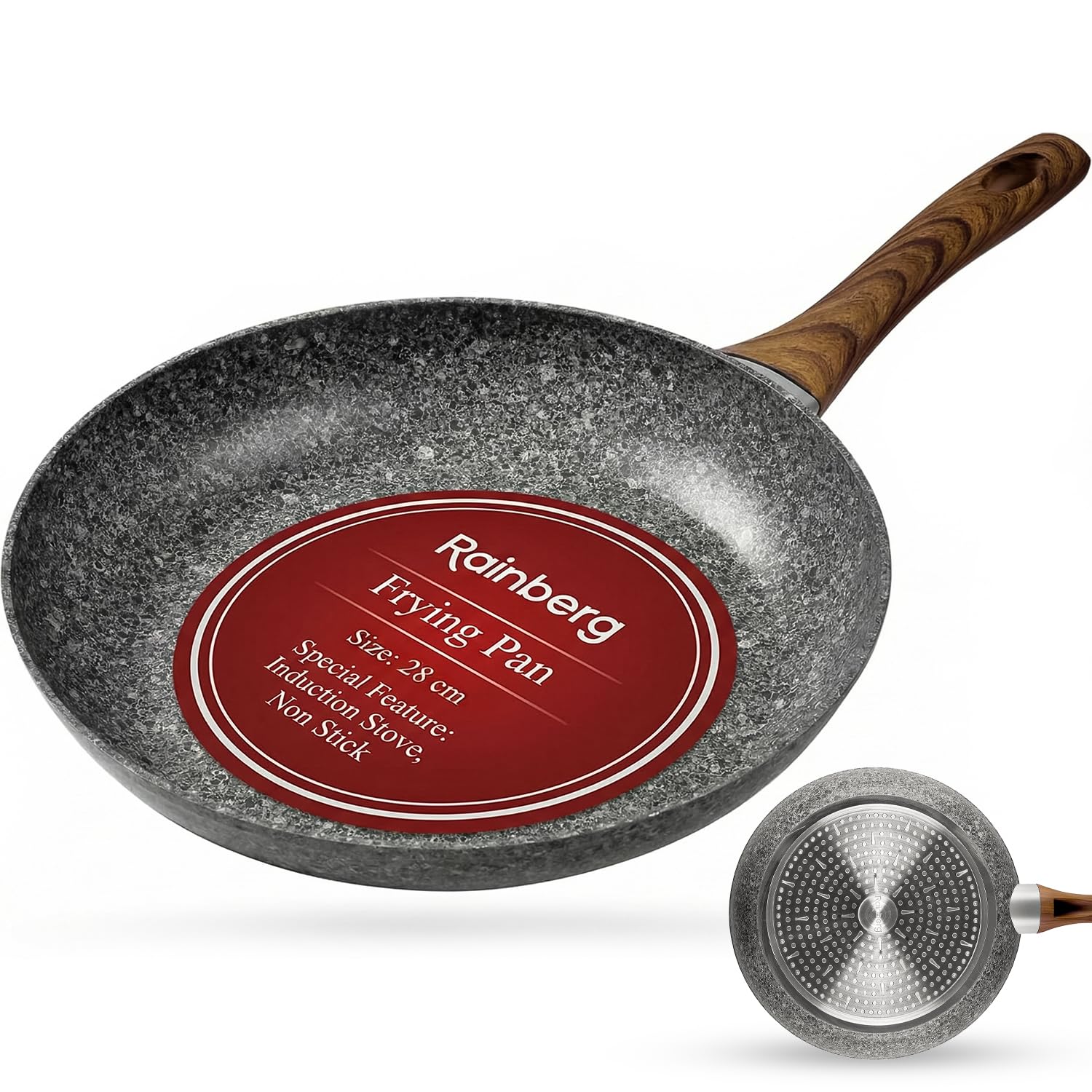 Rainberg 28cm Non-Stick Frying Pan - Granite Coating, Induction Compatible, Anti-Scratch 1