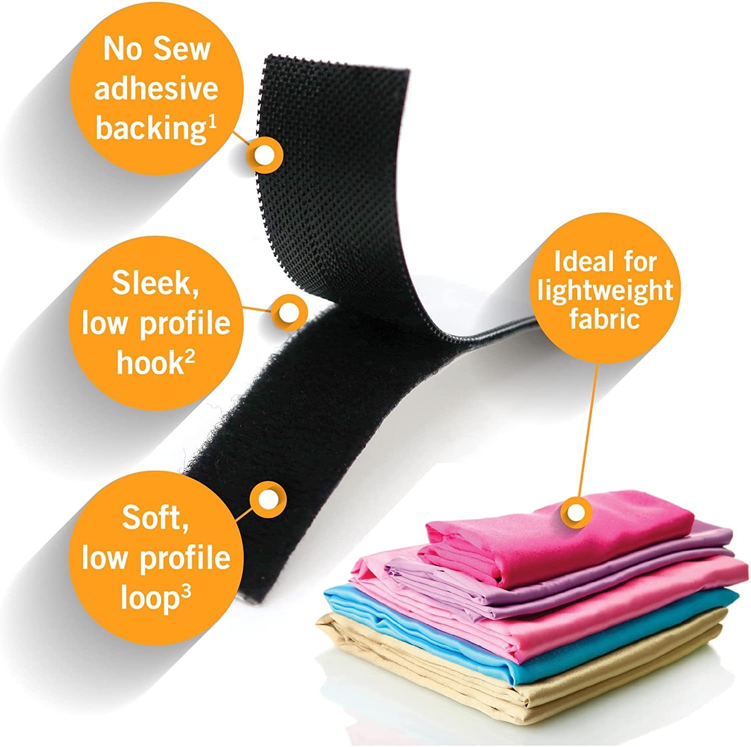VELCRO Brand Sleek & Thin Stick On Fastener for Fabrics - Black 19mm x 60cm | No-Sew Adhesive 2
