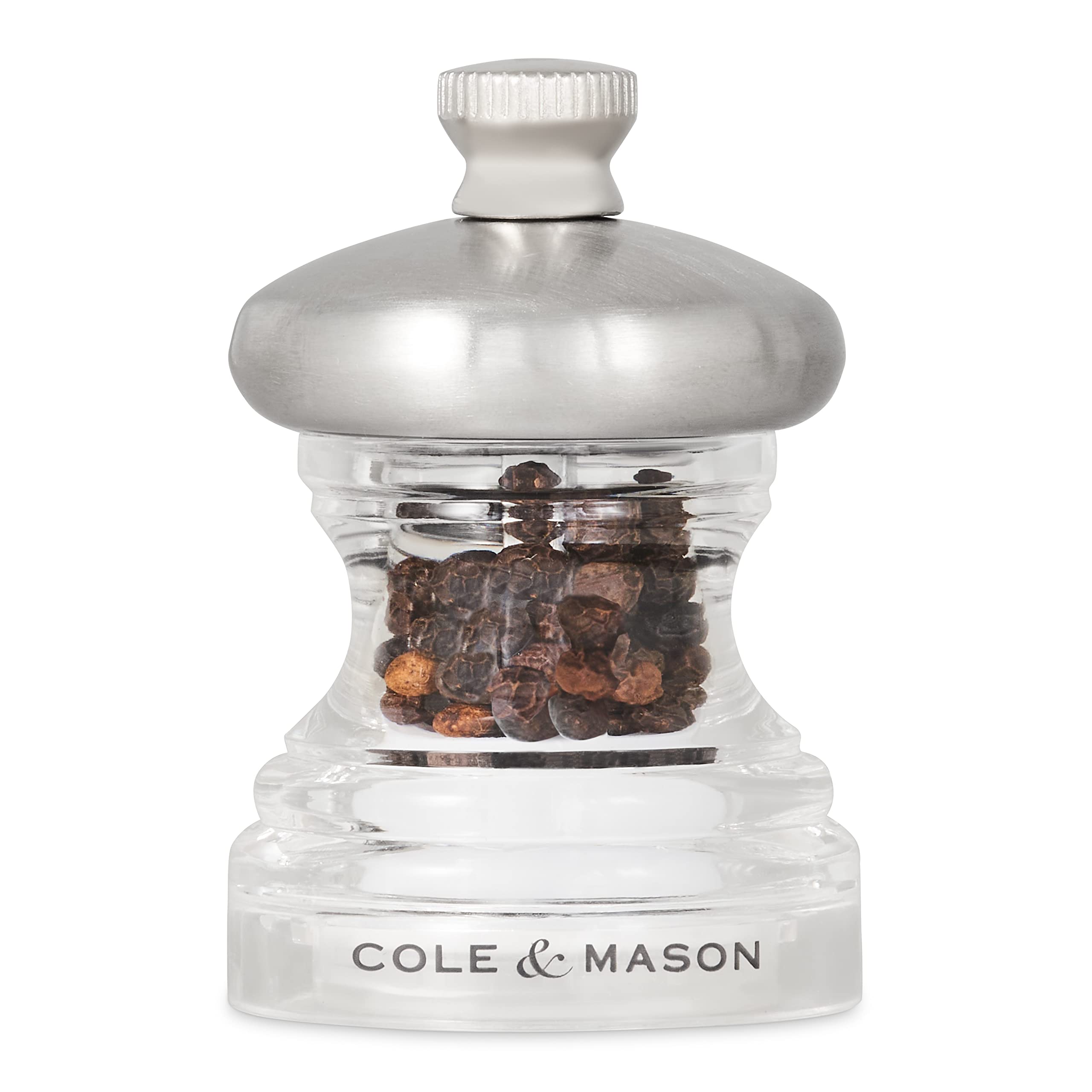 Cole & Mason Button Salt and Pepper Mill Set - 65mm, Adjustable Precision+ Mechanism | Stainless Steel/Acrylic 4