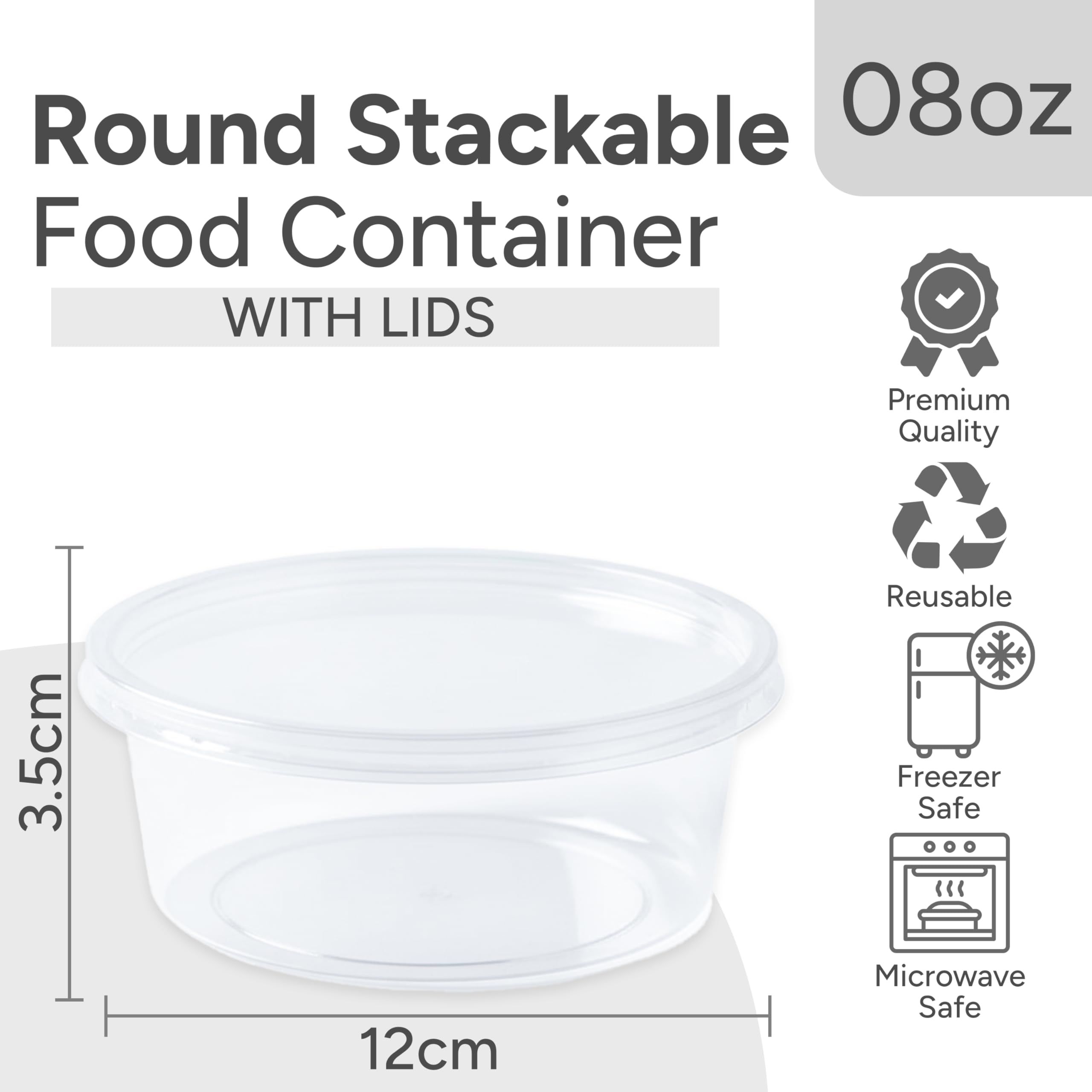 AVLASH 50 Pack Round Plastic Food Containers - 250ml/8oz | Leakproof, Microwave & Dishwasher Safe 7