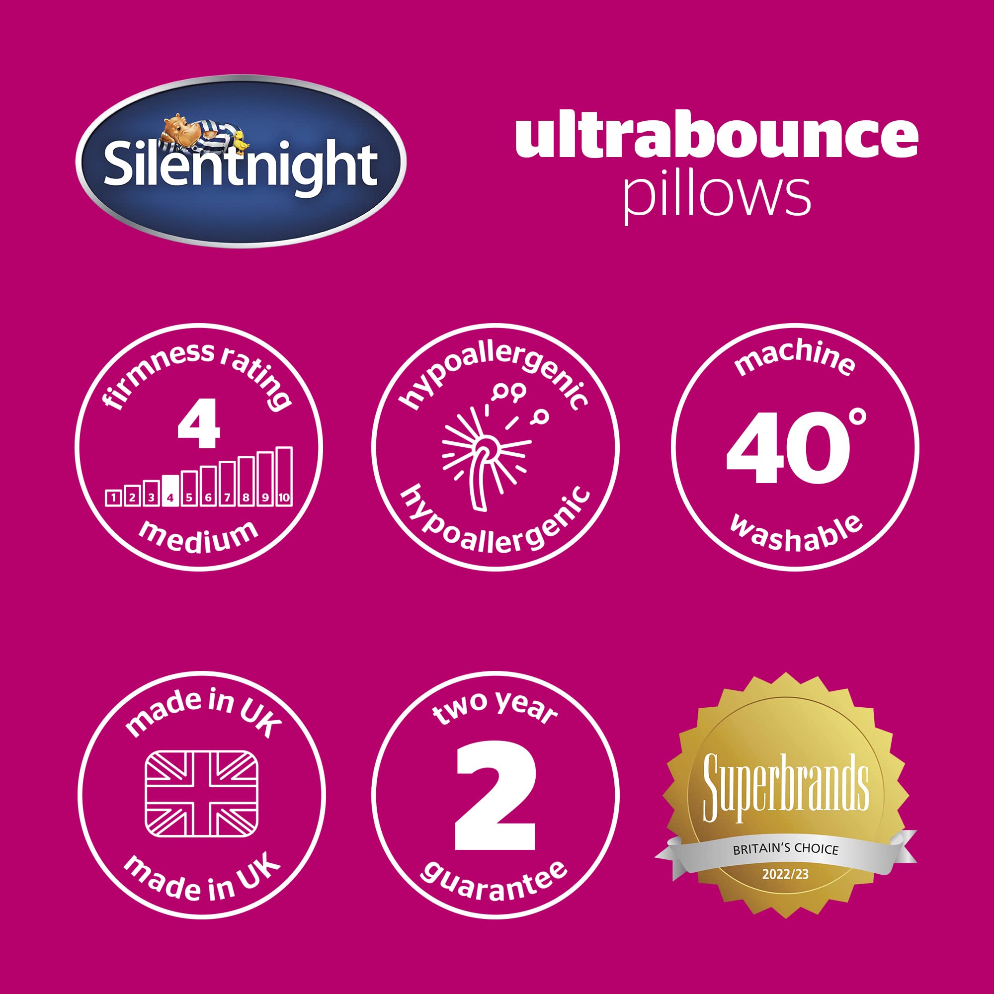 Silentnight Luxury Ultrabounce Pillows - Pack of 2 Soft/Medium Support | Hypoallergenic 8