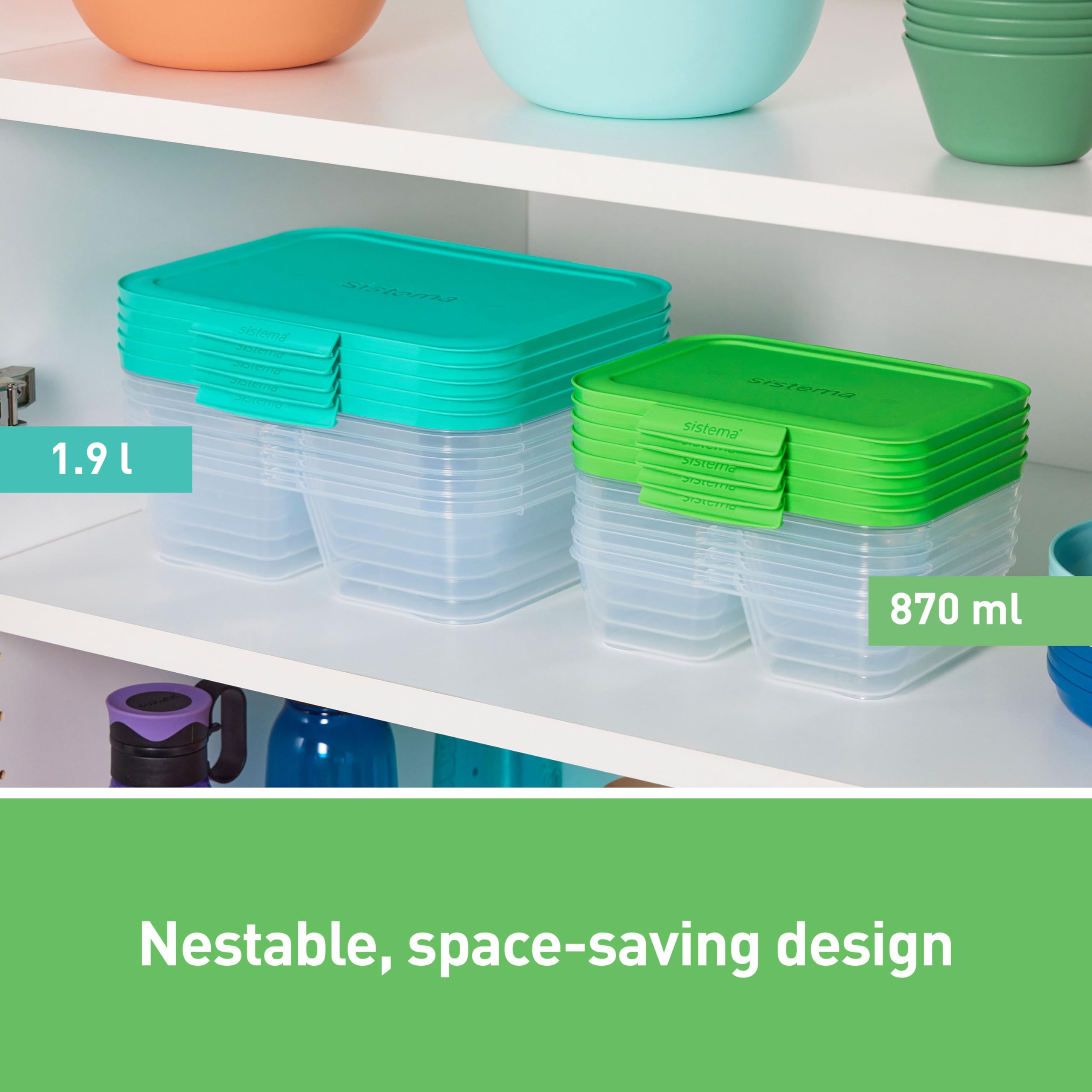 Sistema NEST IT Meal Prep Containers - 5 Count, 870 ml Capacity, Airtight Food Storage 3