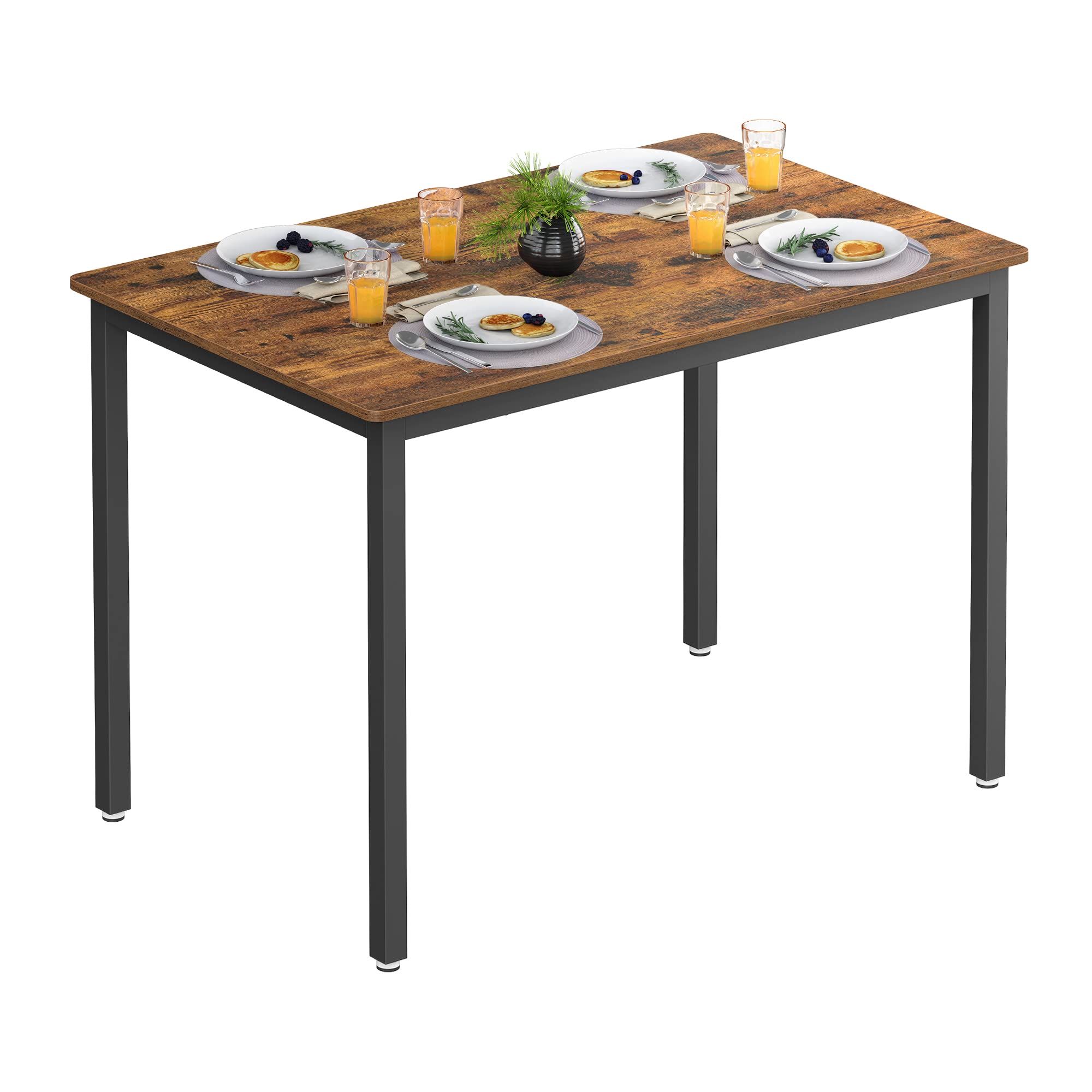 VASAGLE Dining Table for 4 People - Industrial Style | 110 x 70 cm | Rustic Brown & Black