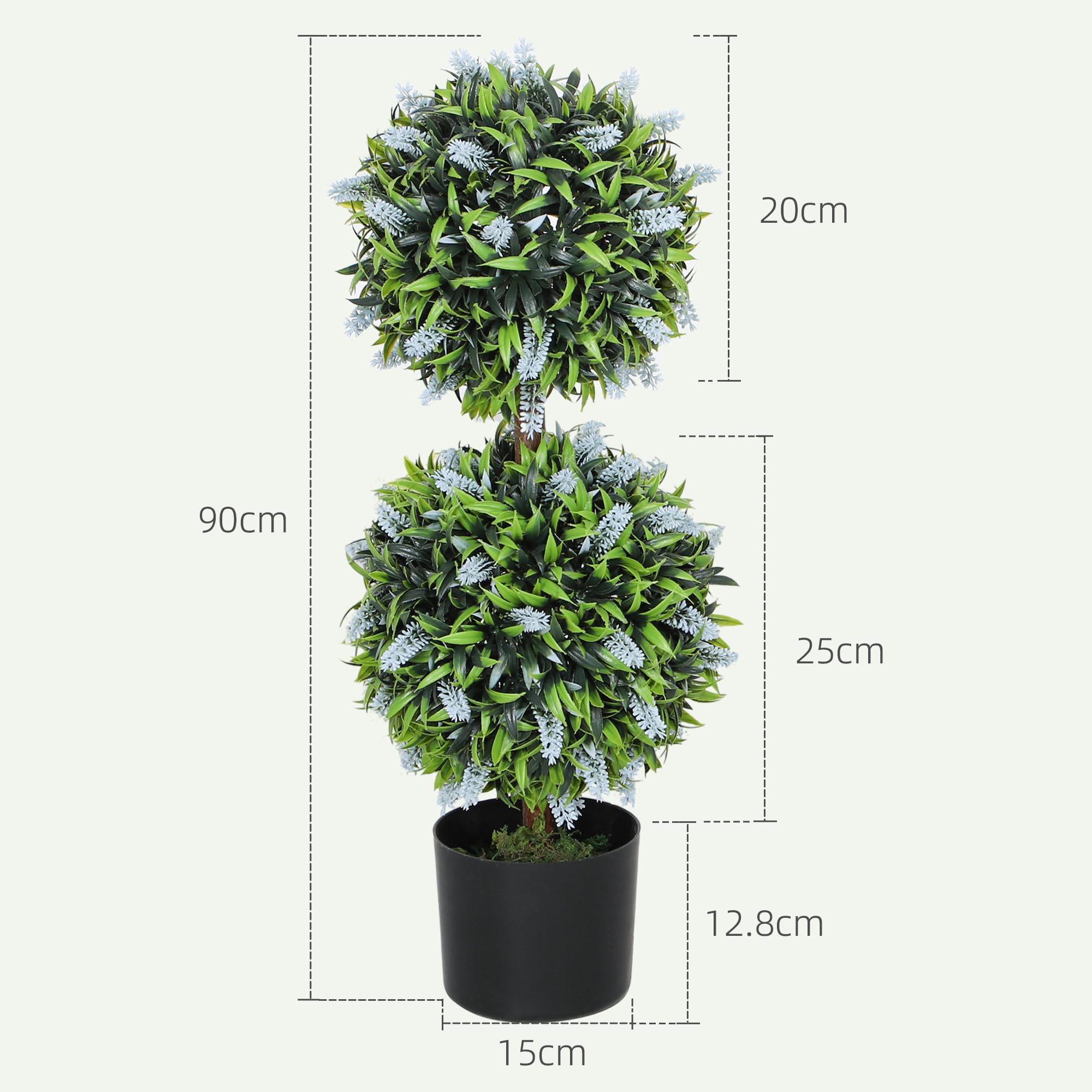 HOMCOM Set of 2 Artificial Lavender Trees | UV Resistant | Blue | 70cm Tall 7