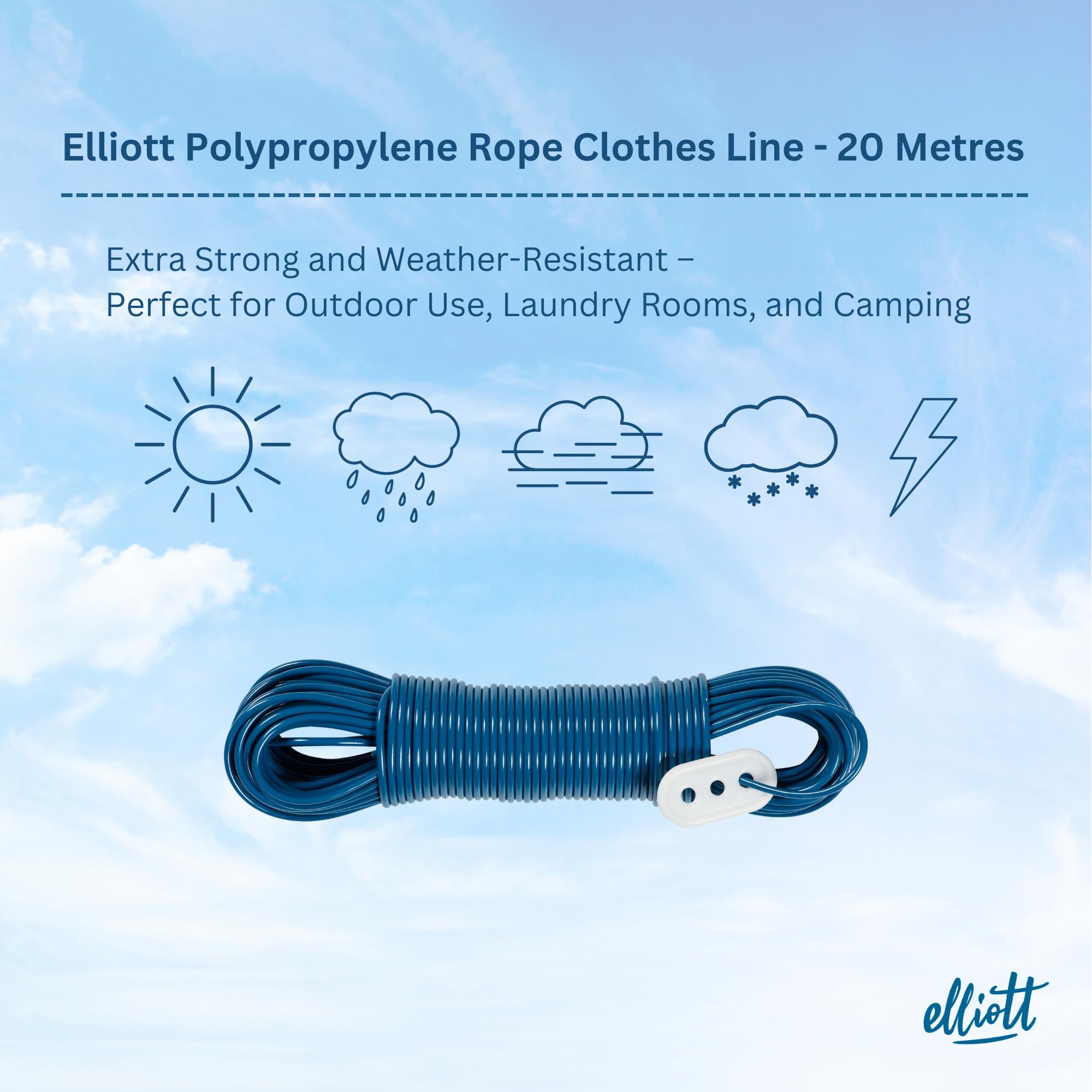 Elliott Steel Core Clothes Line - Extra Strong Durability | 25 Metre Length | Navy Blue 5