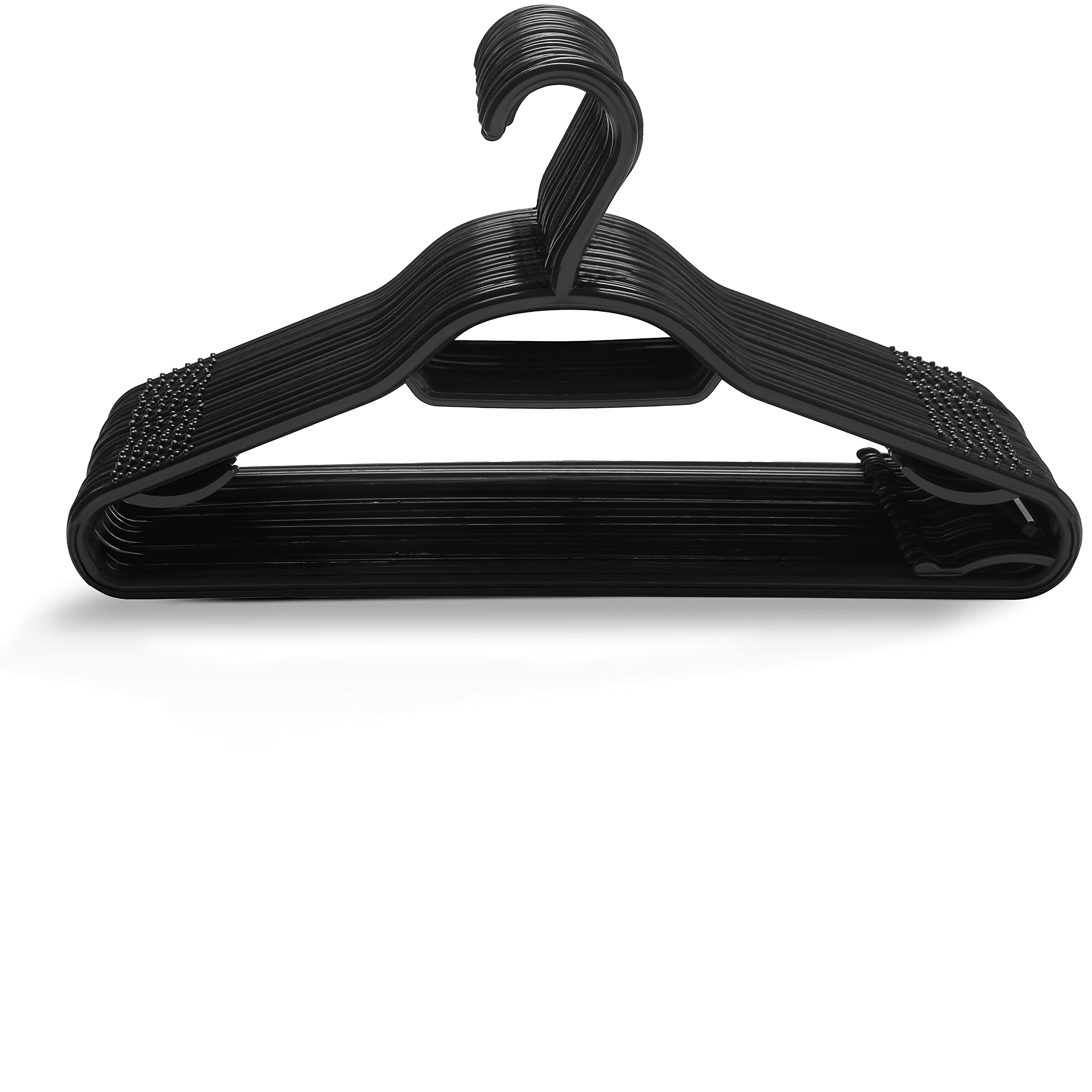 KEPLIN 60 Pack Space Saving Coat Hangers - Plastic, Non-Slip, Tie Bar | Supports 5kg