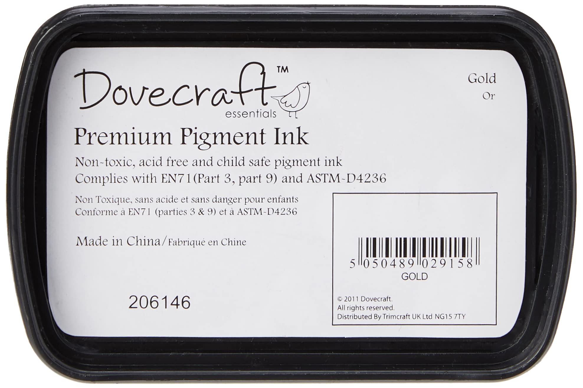 Dovecraft Essentials Premium Pigment Ink Pad - Gold | Acid Free | Large Raised Surface 4