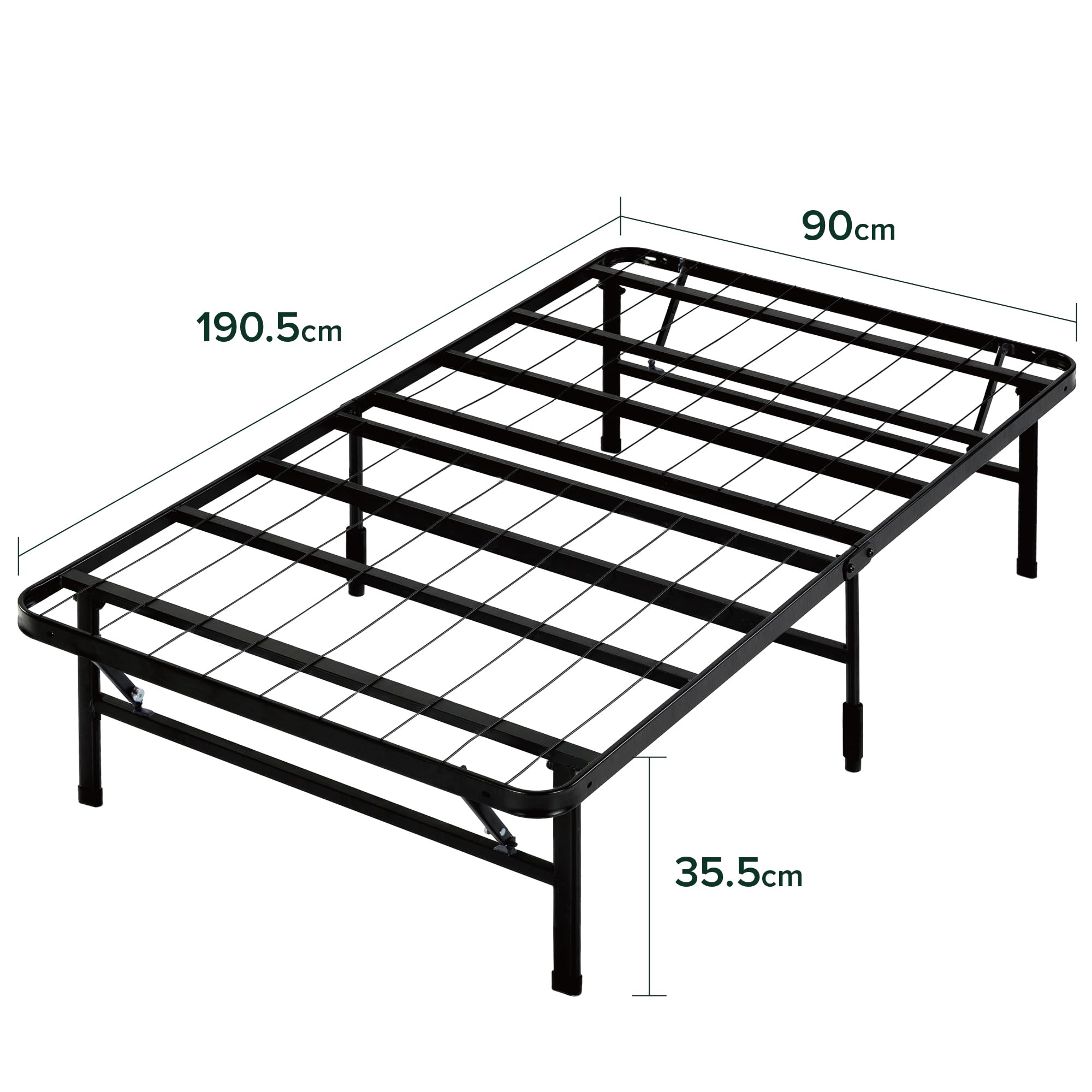 Zinus Shawn SmartBase Folding Bed Frame - Single (90 x 190 cm) | Tool-Free Setup | 14 Inch Storage 2