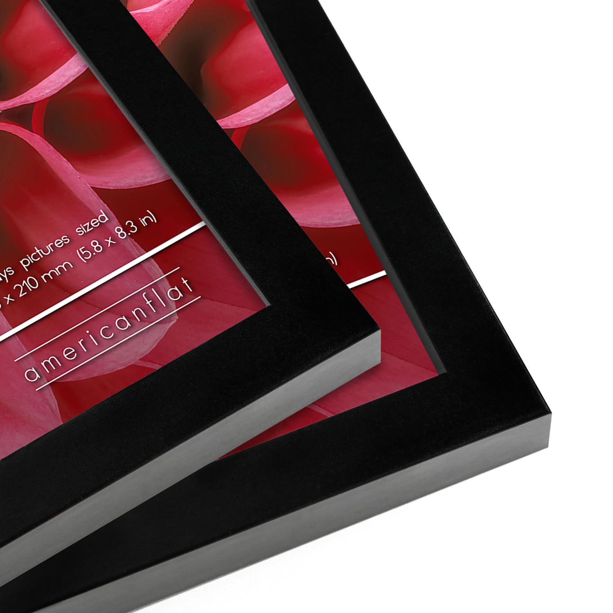 Americanflat A5 Picture Frames in Black - Set of 2 | Engineered Wood | Shatter Resistant Glass | Wall & Tabletop Display 8