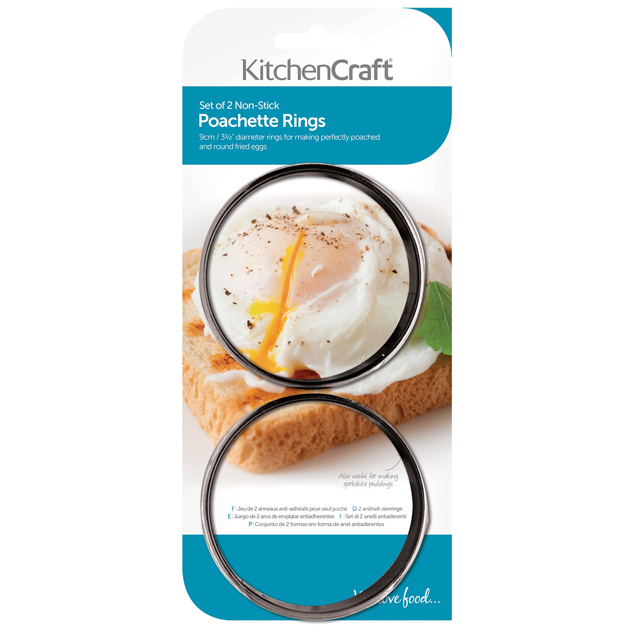 KitchenCraft Non-Stick Metal Egg Poachers - Set of 2 for Frying, Poaching, Omelettes | 9cm Diameter 2