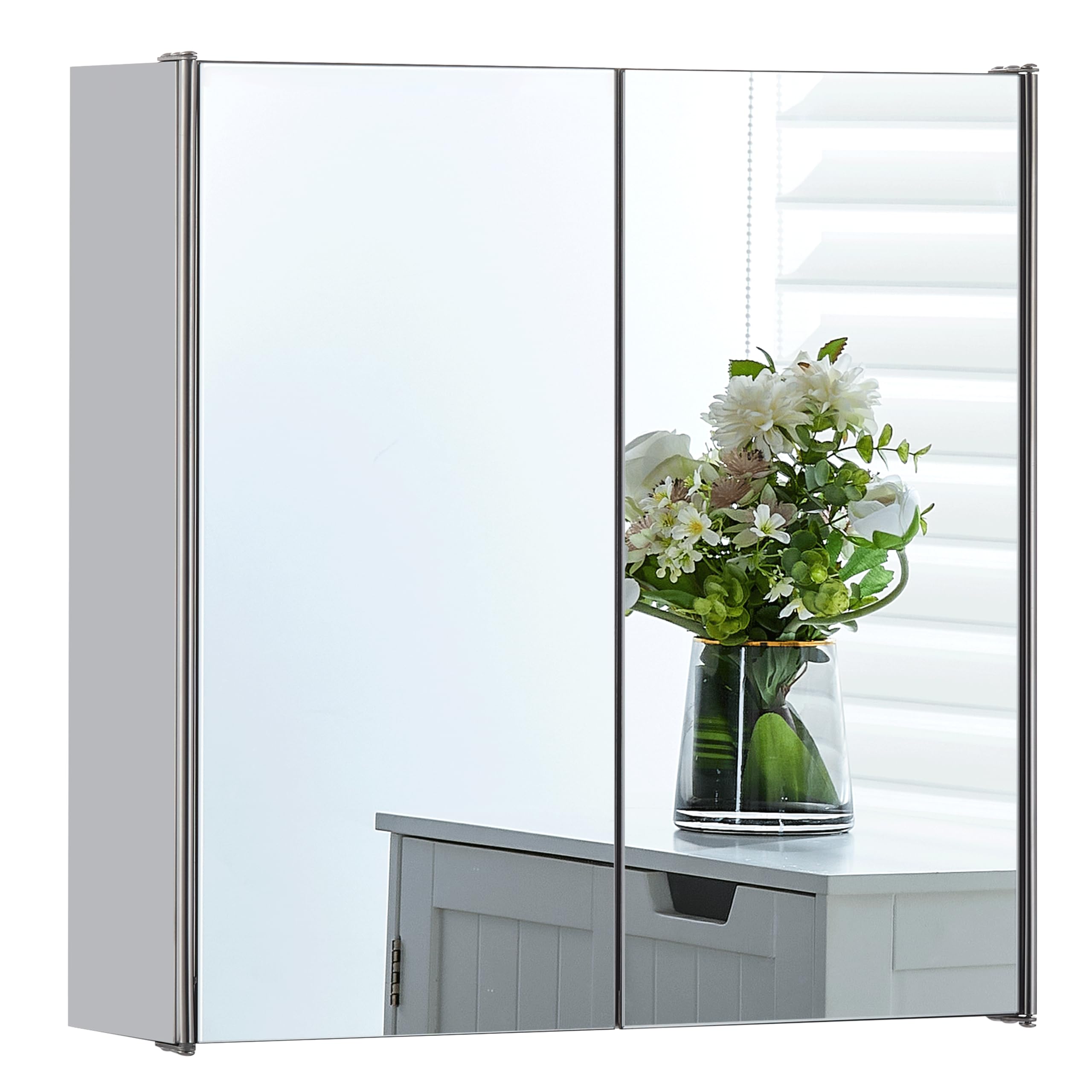 Bath Vida Tiano Double-Mirror Wall Cabinet - Stainless Steel & Glass | W 45 x D 9 cm | Max Load 15 kg 7