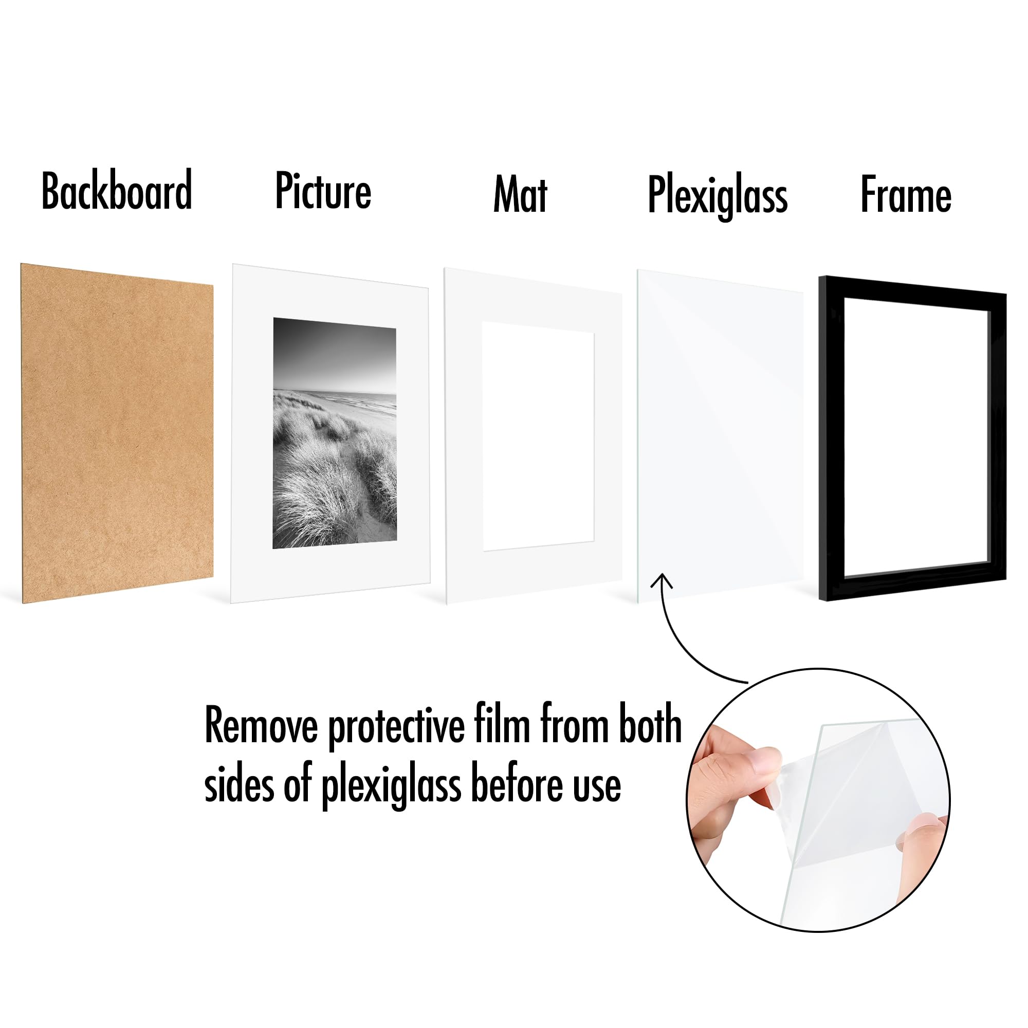 Americanflat 8x10 Photo Frames in Black - Set of 2 | Fits 7x5 with Mount | Wall & Tabletop Display 7