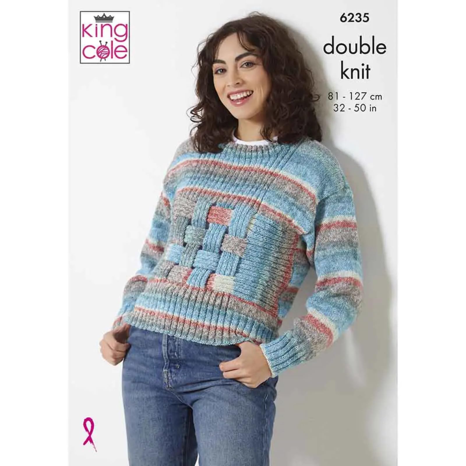 King Cole Ladies Double Knit Knitting Pattern for Sweater, Scarf & Hat | Sizes 32”-50” | Model P6235 1