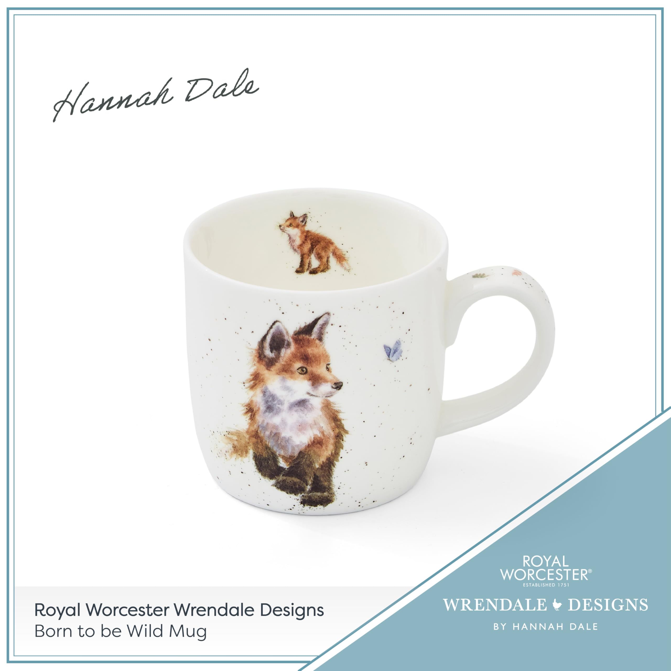 Wrendale Designs Fox Ceramic Coffee Cup | 300ml | Microwave Safe | White 5