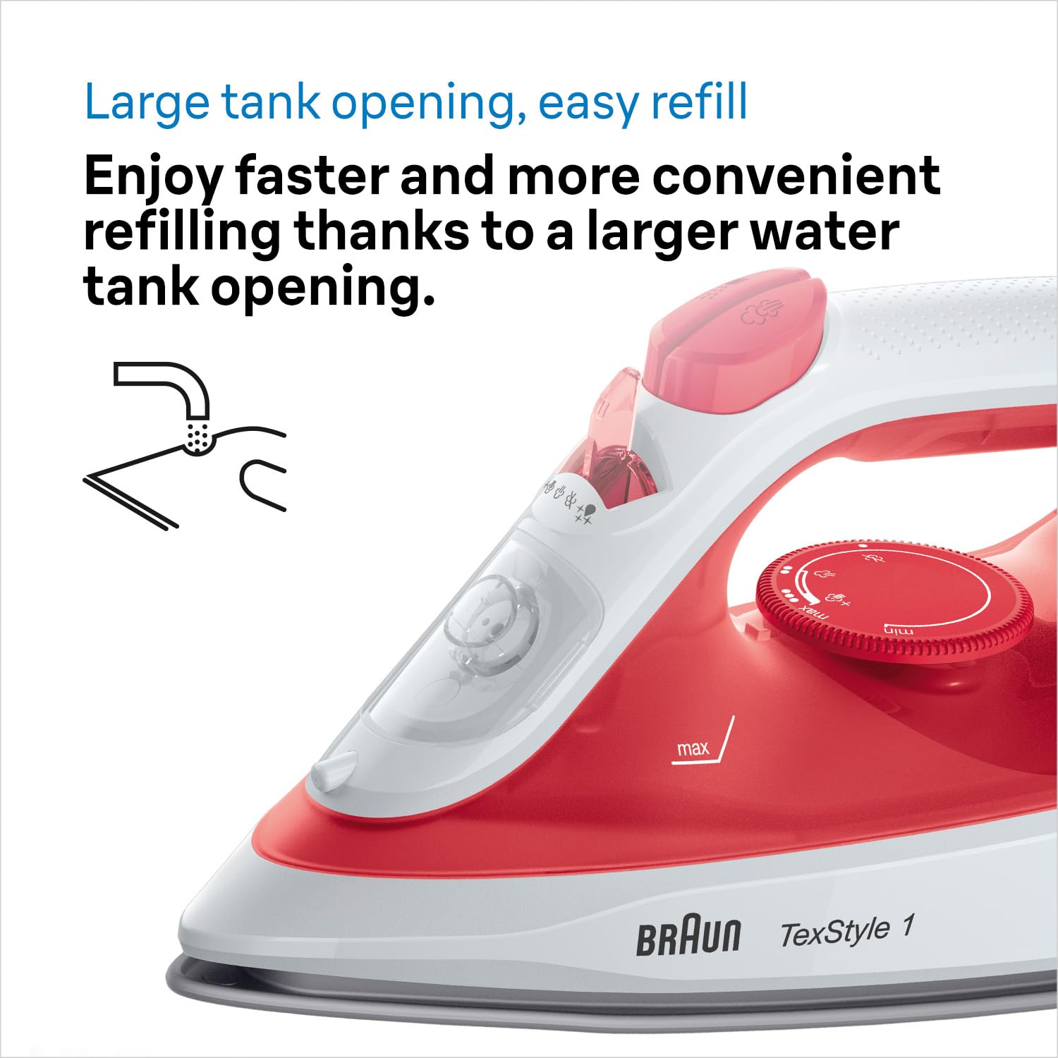 Braun TexStyle 1 SI1019RD Steam Iron - 1900W Power | 25g/min Steam | 220ml Tank 7