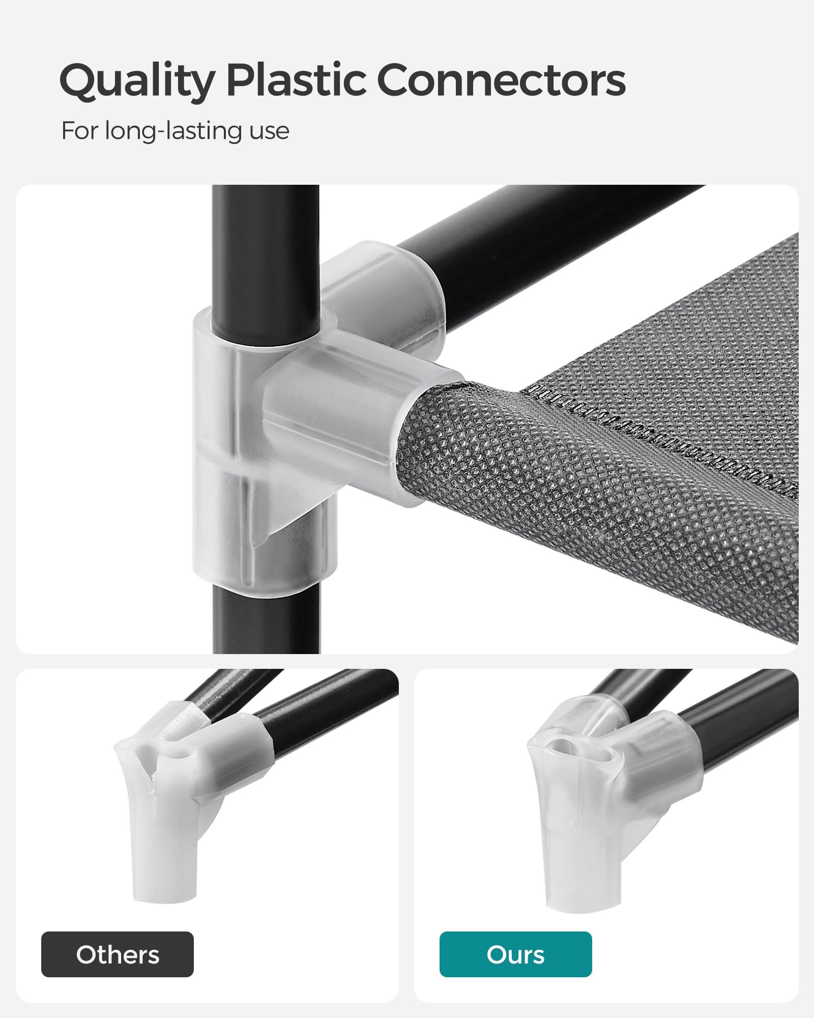 SONGMICS Portable Clothes Wardrobe - Grey | 127W x 45D x 176H cm | 2 Hanging Rods 6
