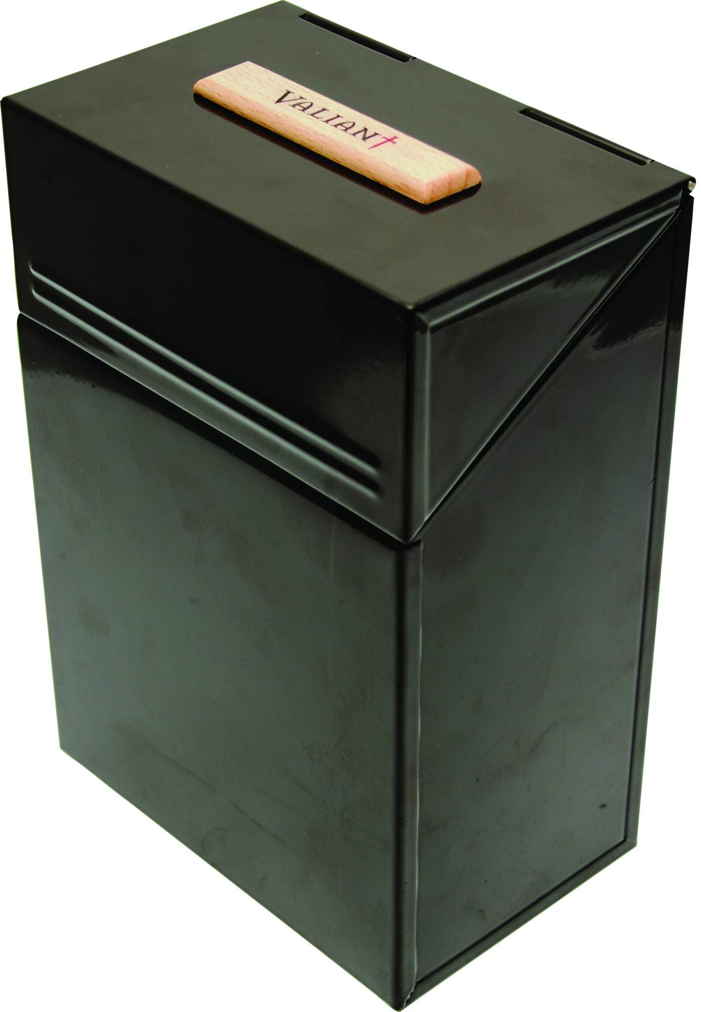 Valiant Fun Firelighter Storage Box - Compact Metal Container with Flip Top Lid | Black | 20.5cm x 14cm x 9cm 2