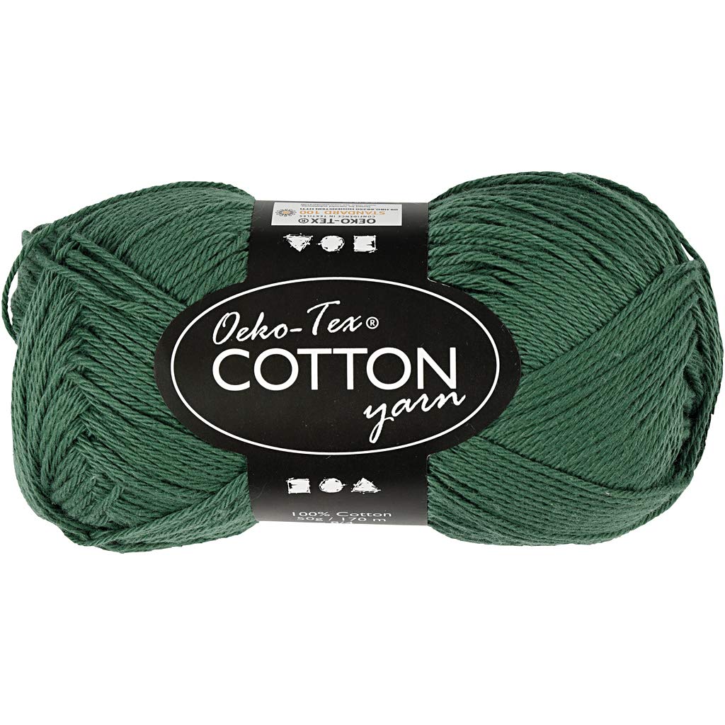 Creativ Cotton Yarn - Dark Green No. 8/4 | 170m Length | 50g Ball | Oeko-Tex Certified 1