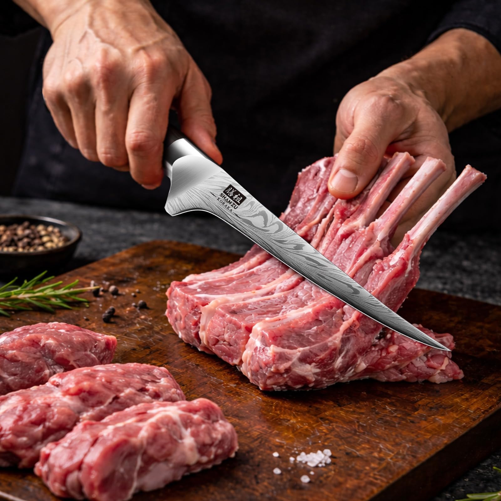 SHAN ZU Boning Knife - 18cm Powder Steel Blade | 63HRC Hardness | Pakkawood Handle 6