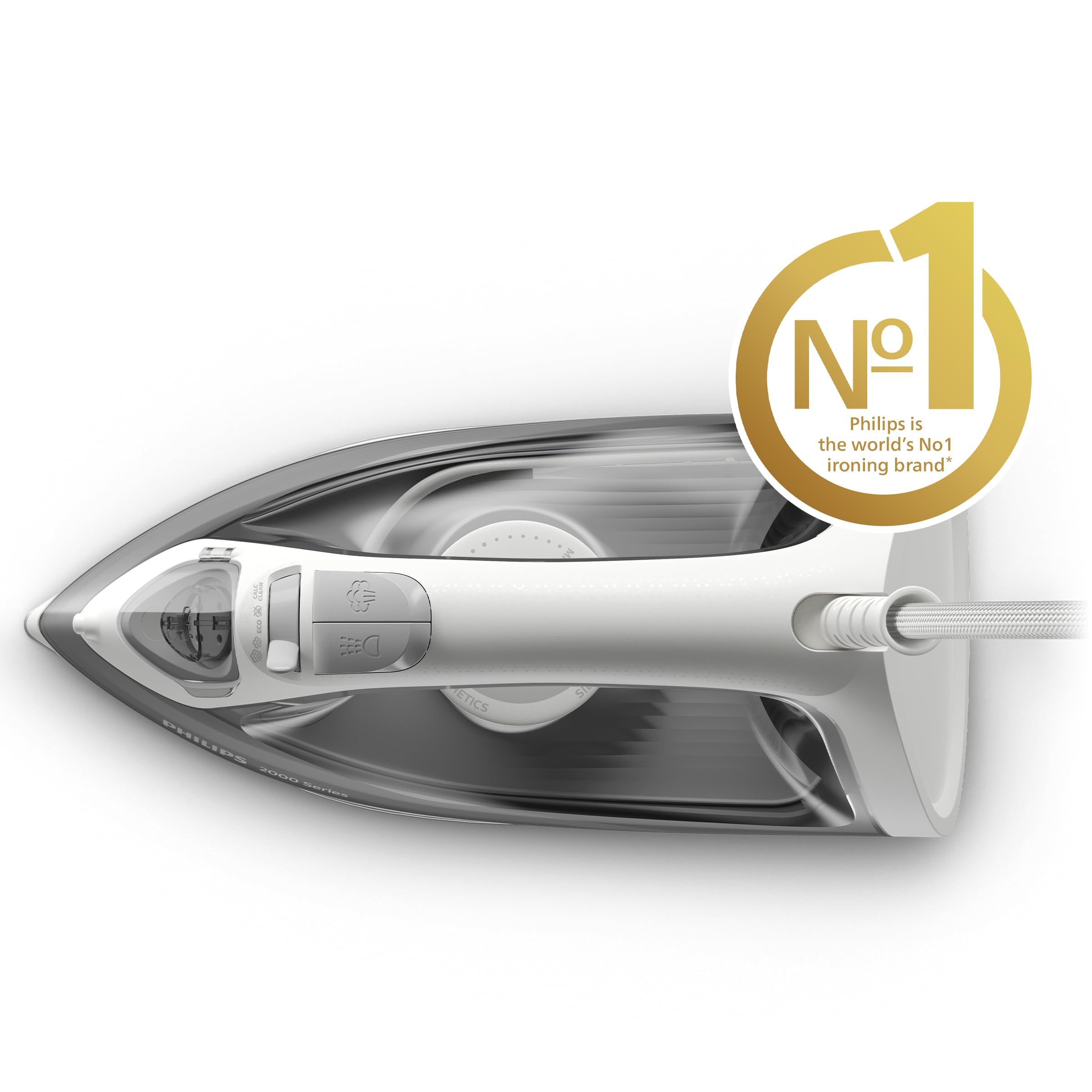 Philips 2000 Series Steam Iron - 2000W Power, 25g/min Steam, 110g Boost | Lightweight Grey Iron 2