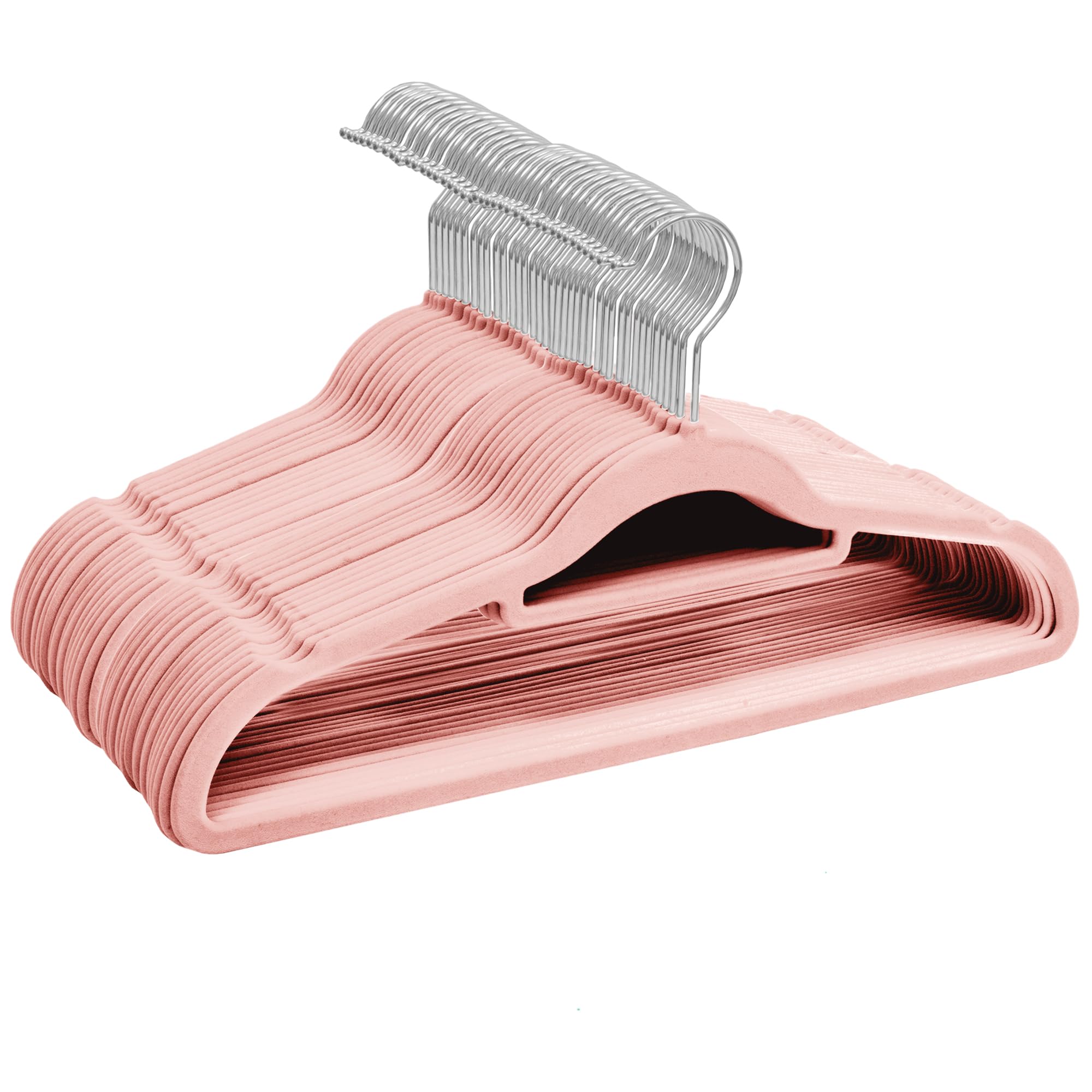 Sasha Morel Velvet Coat Hangers - 50 Pack Non-Slip Space Saving with Swivel Hooks | Pink 7