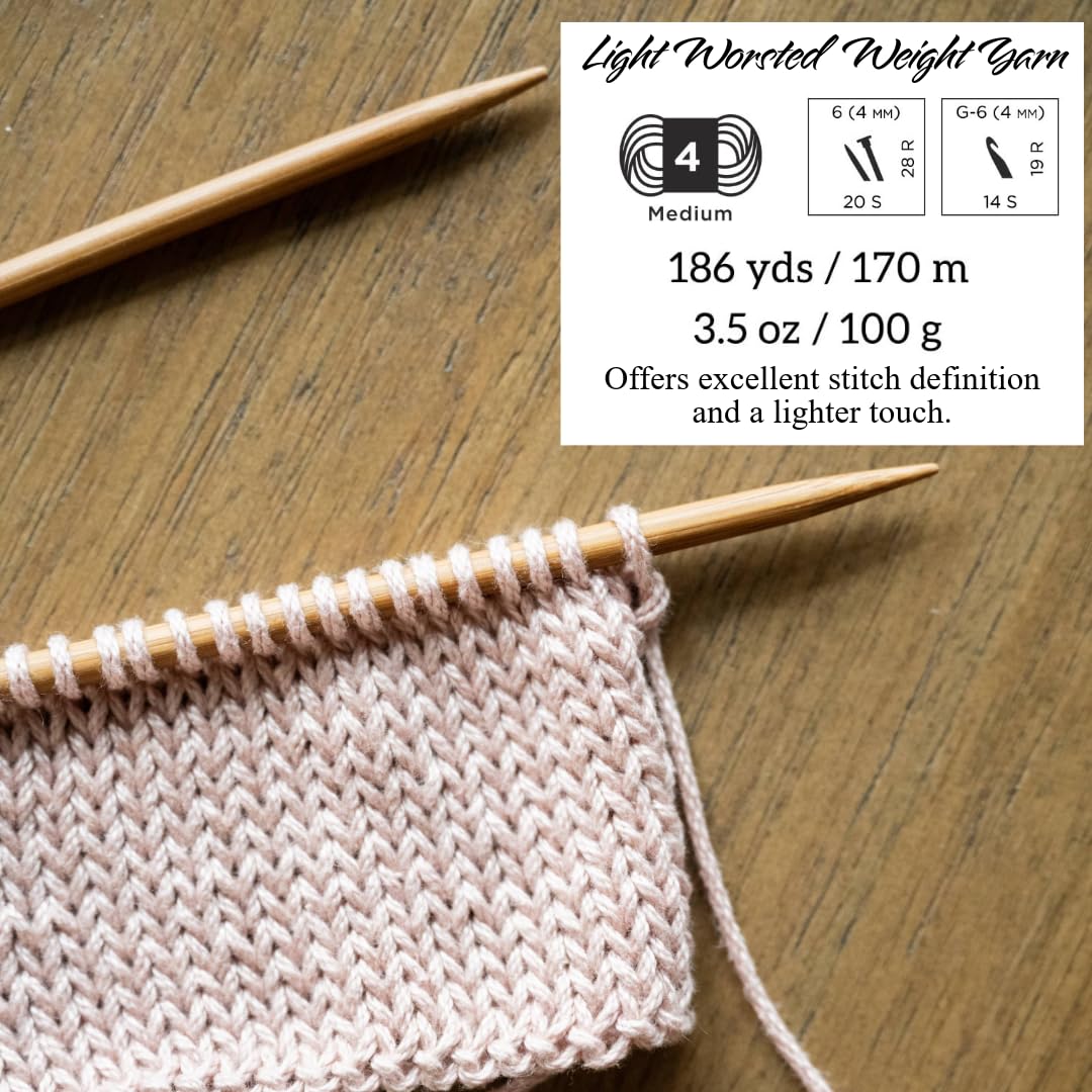 Lion Brand Yarn 24/7 Cotton - Worsted Weight Mercerized Cotton for Knitting & Crochet | Coffee Beans | 1 Pack 4
