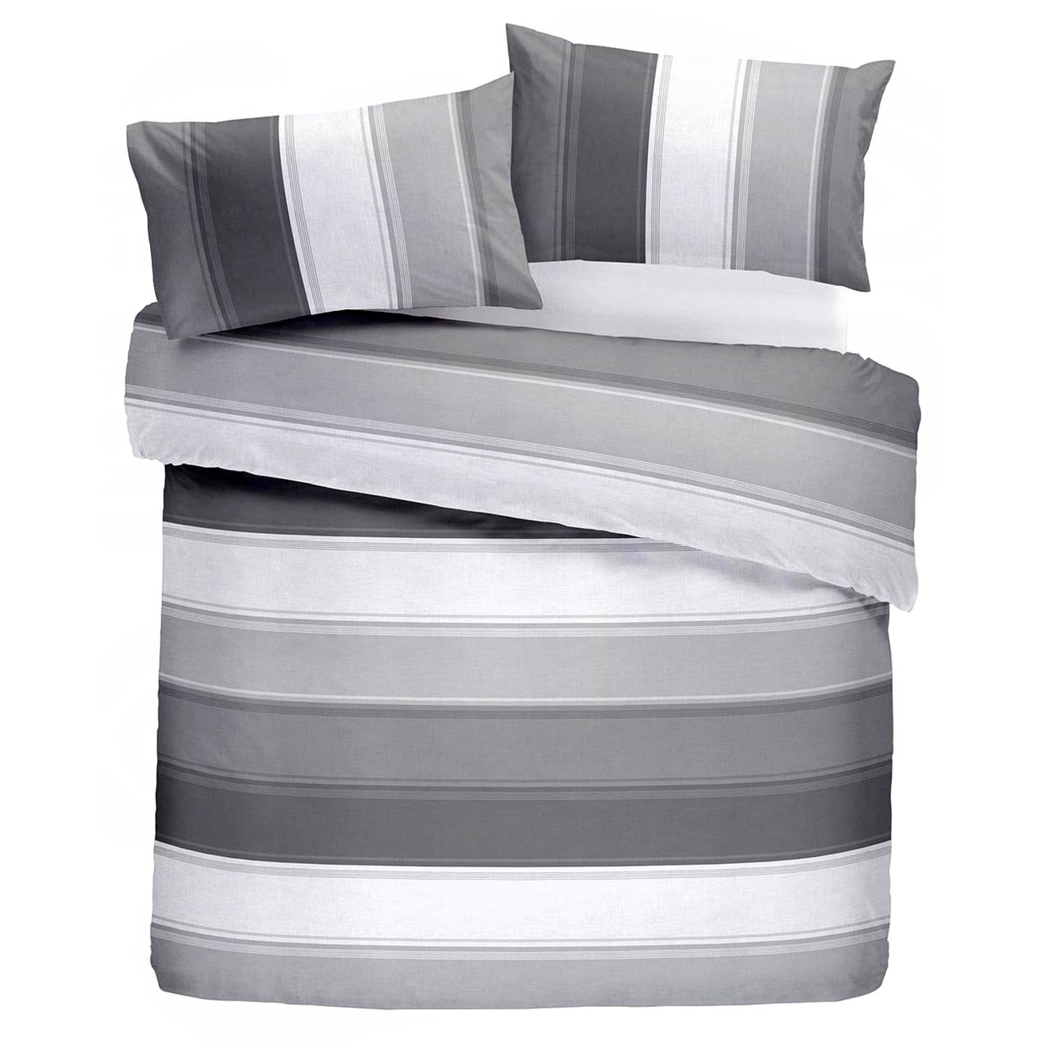 Fusion Betley Stripe Duvet Cover Set - Single Size | 52% Polyester/48% Cotton | Grey 1