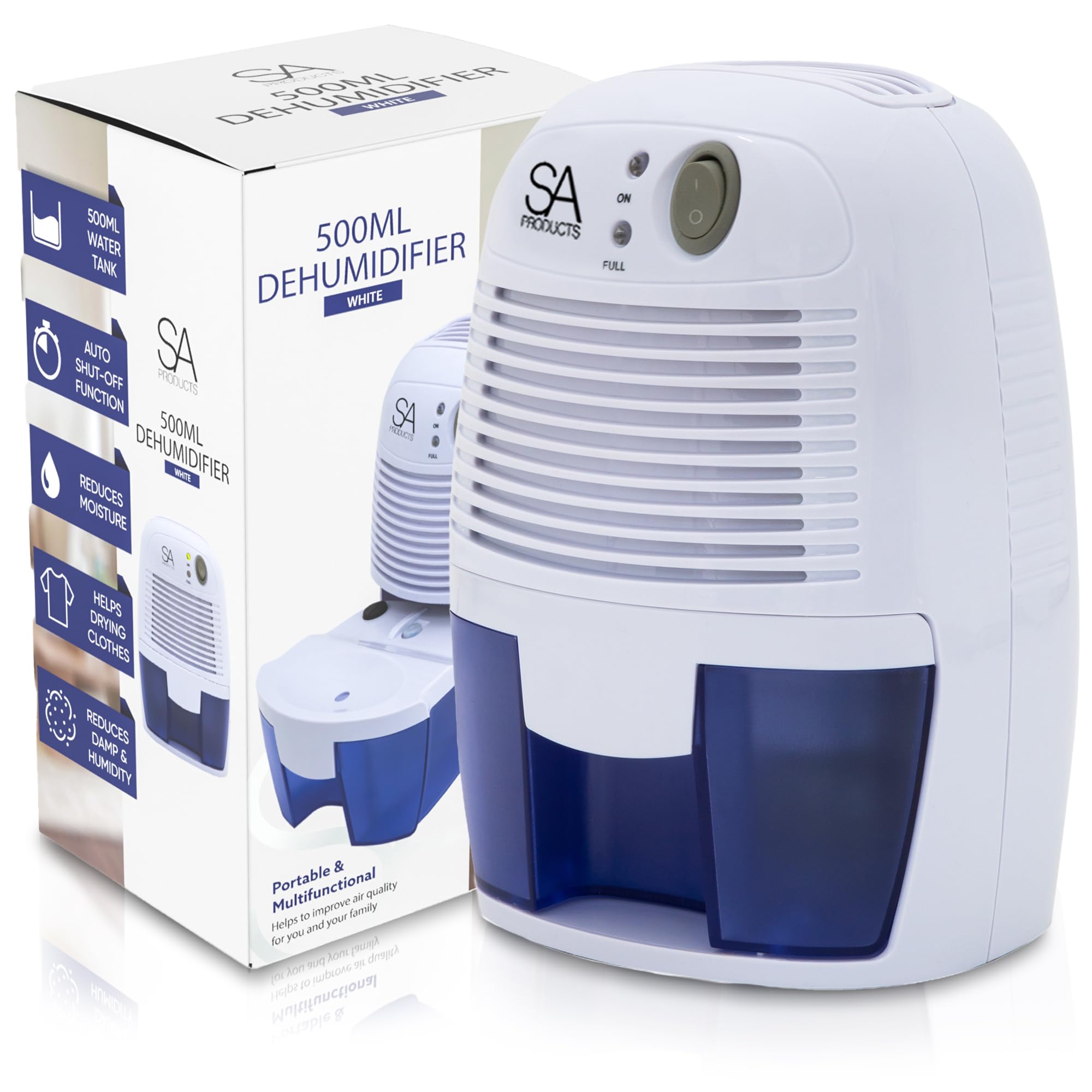SA Products 500ml Portable Dehumidifier and Air Purifier | Quiet Operation | Automatic Shutoff 1